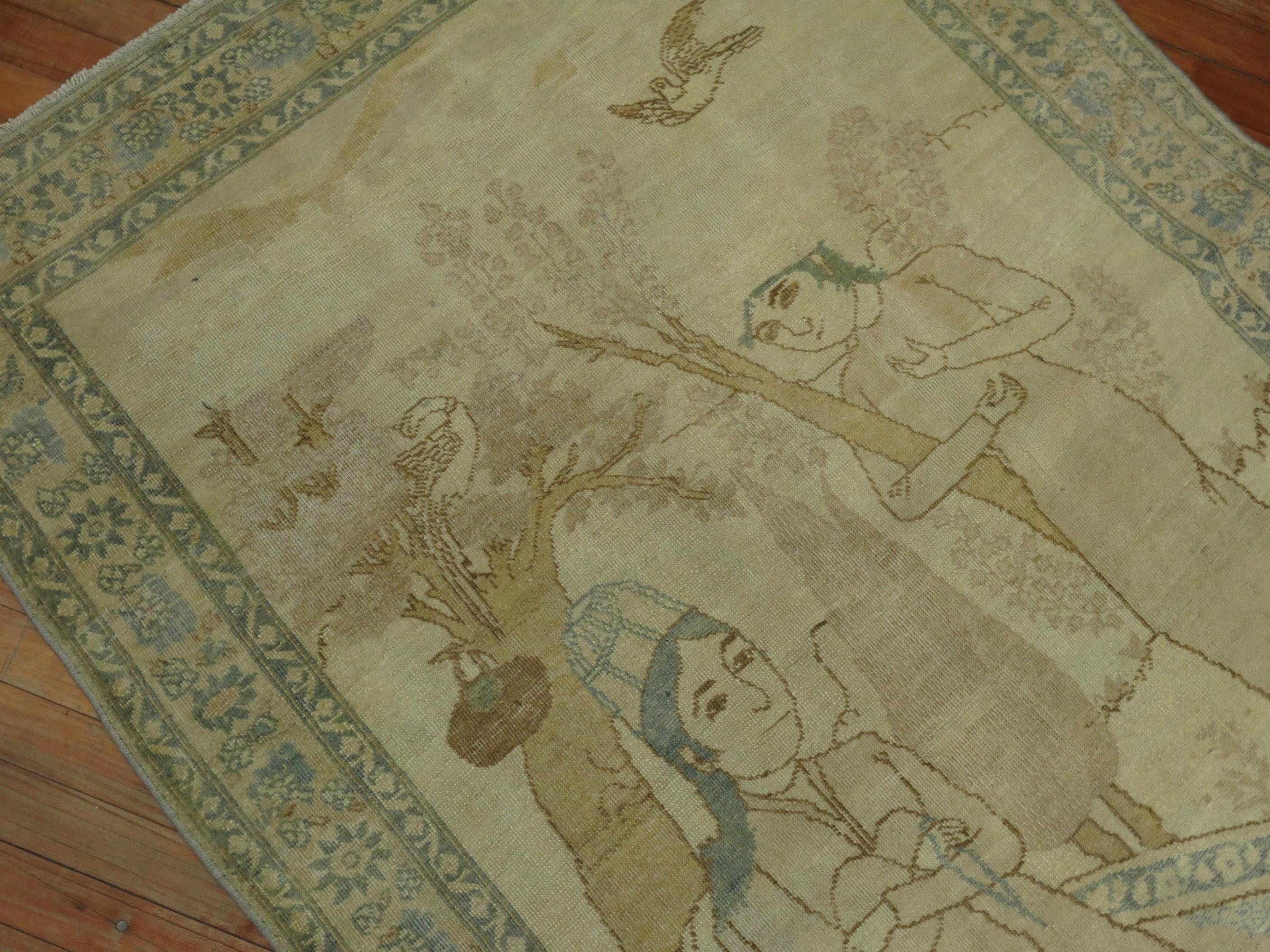 Tapis pictural persan ancien en vente 2
