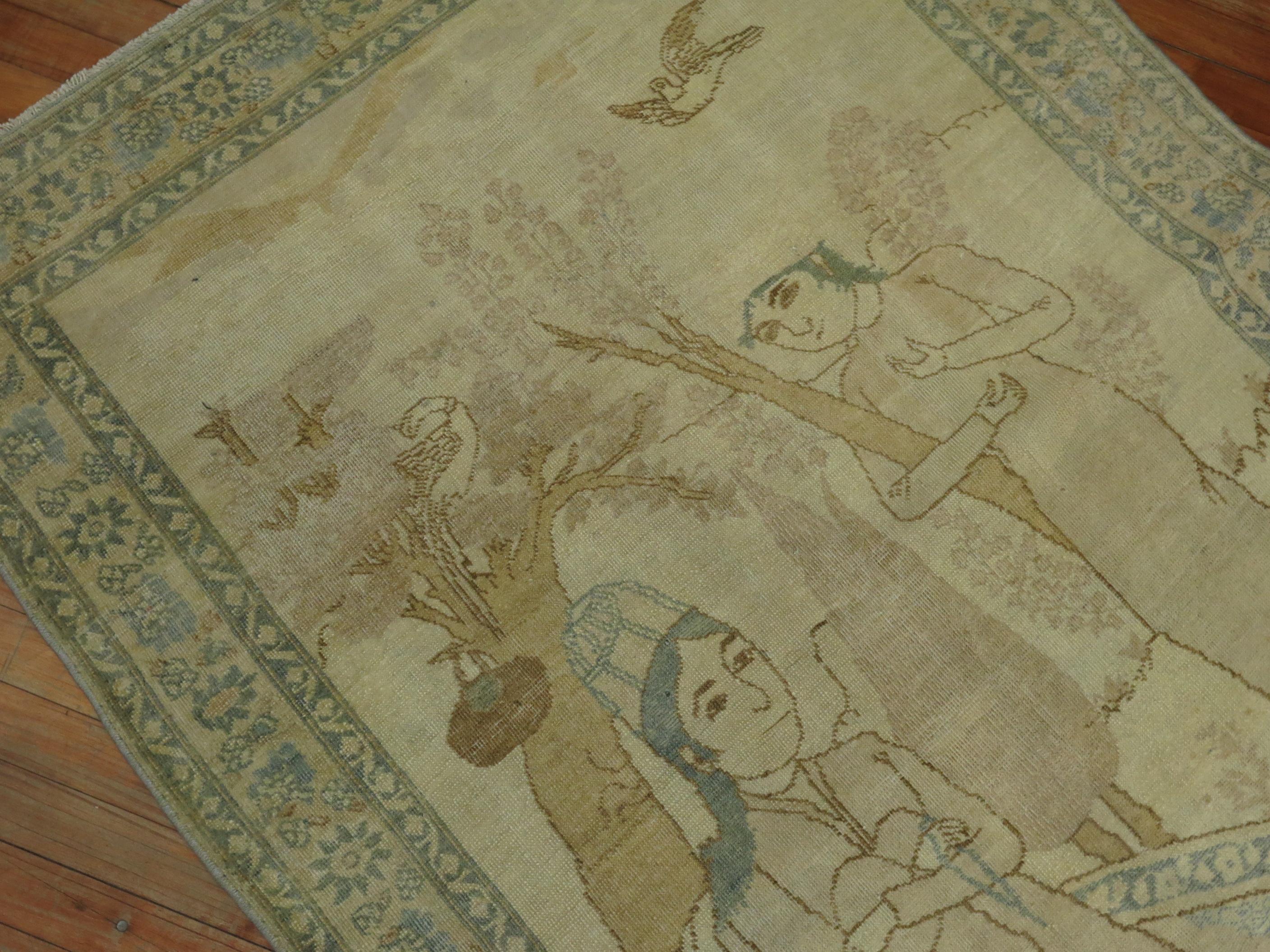 Alfombra pictórica persa antigua en venta 2