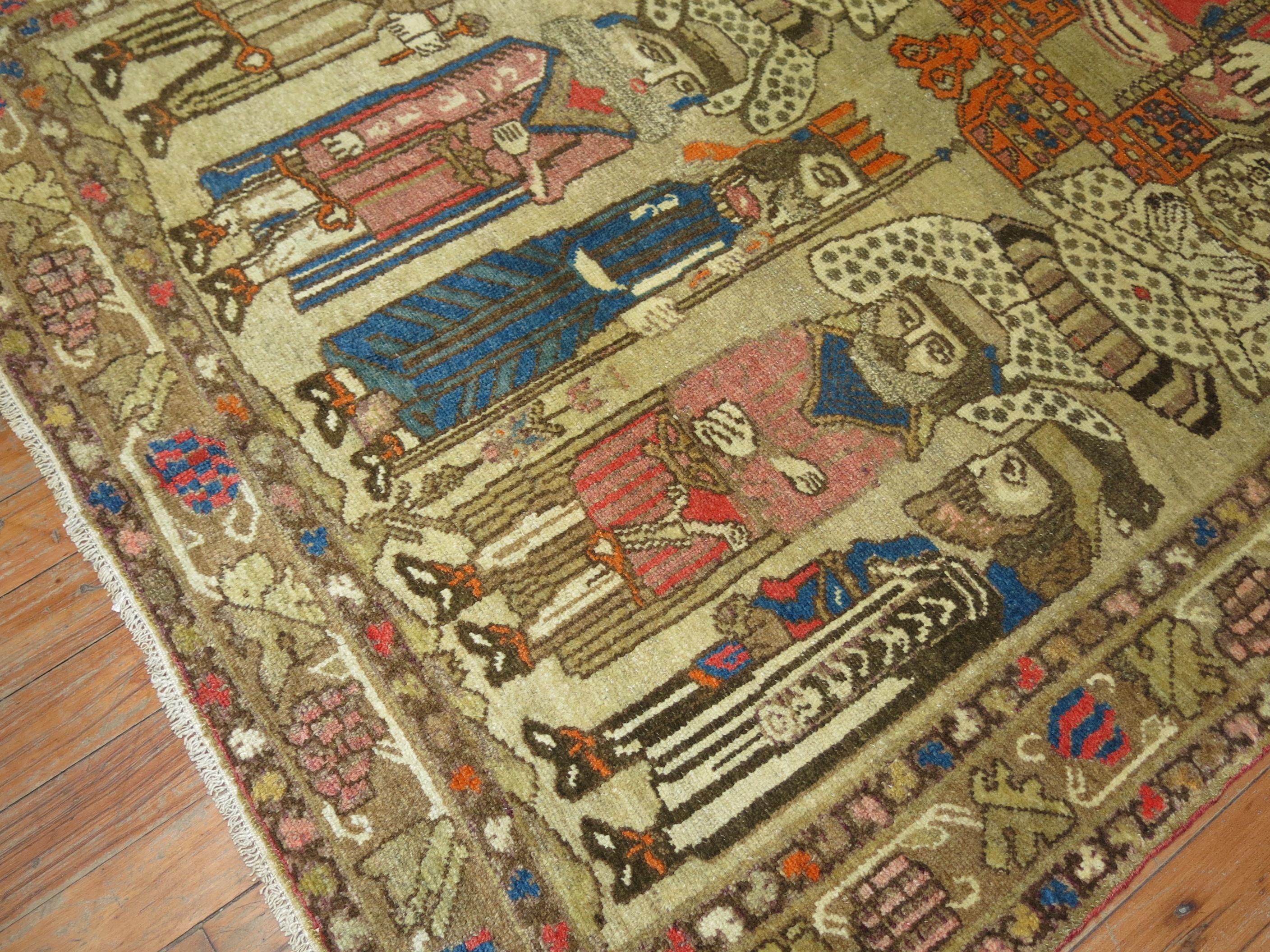 Antique Persian Pictorial Rug In Excellent Condition In New York, NY
