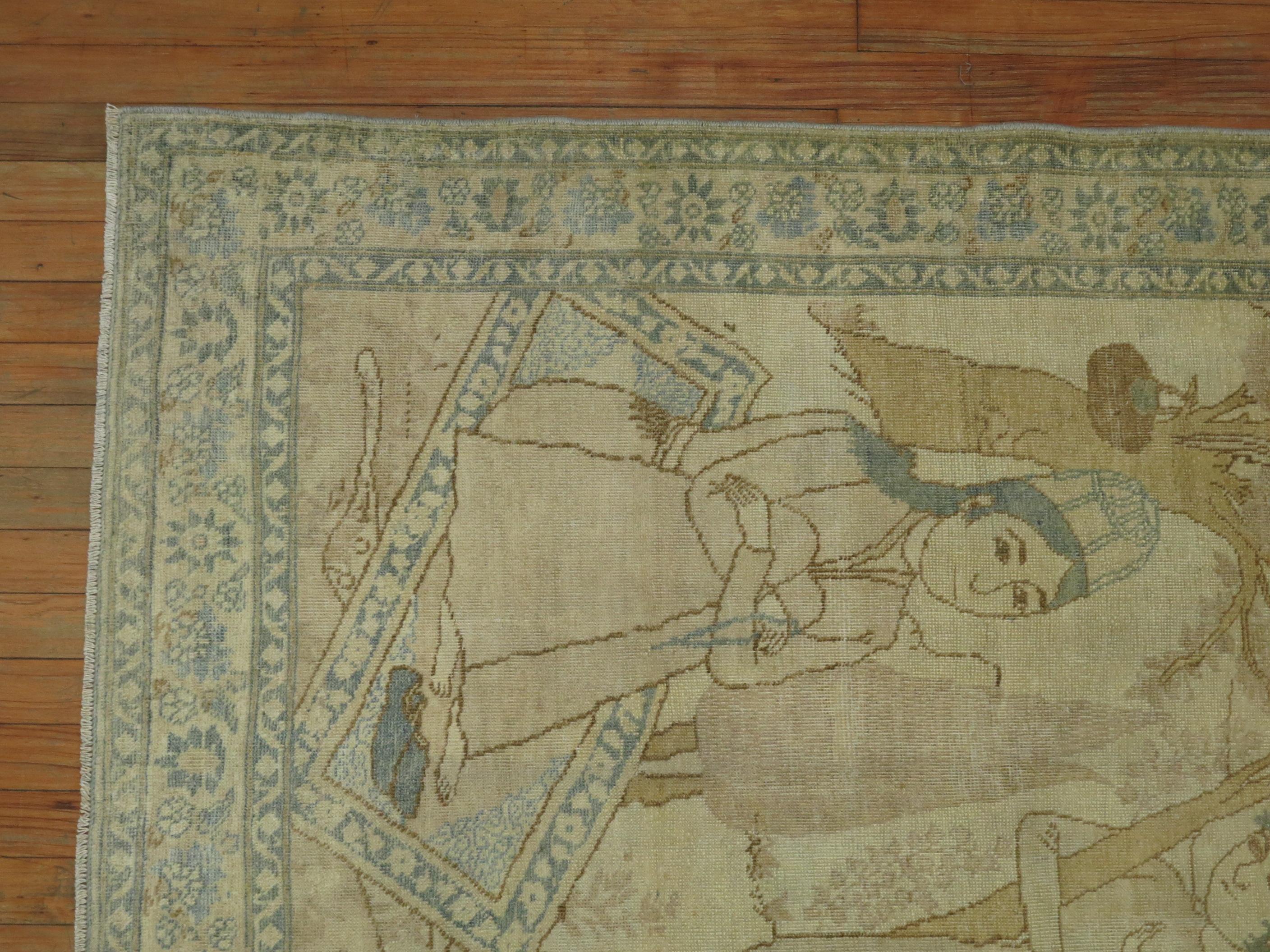 Antiker persischer Bildteppich (Wolle) im Angebot