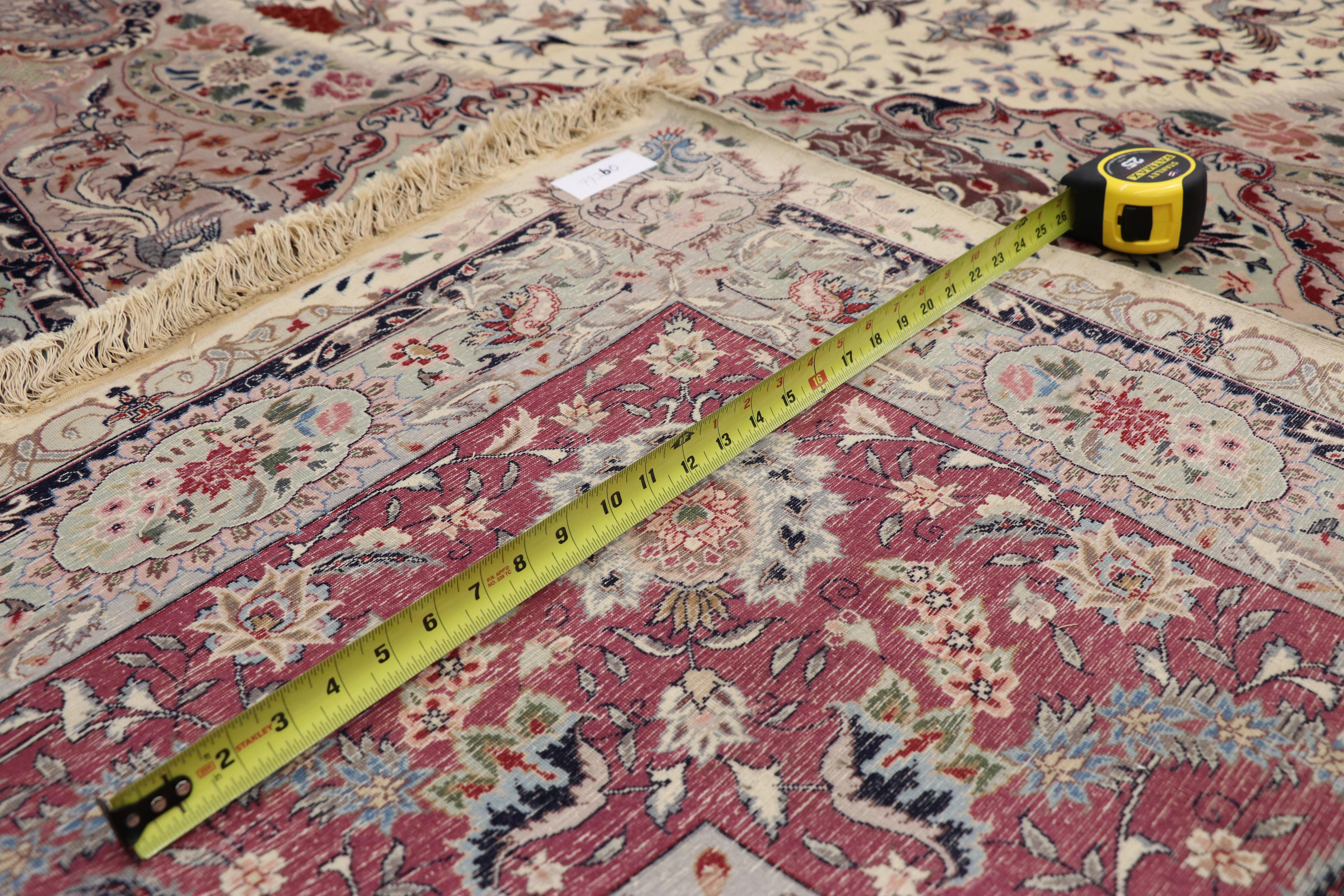 Hand-Knotted Oversized Antique Persian Tabriz Rug, Bridgerton Style Meets Rococo For Sale