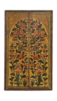 Antique Mirror de mariage mural persan en bois polychrome