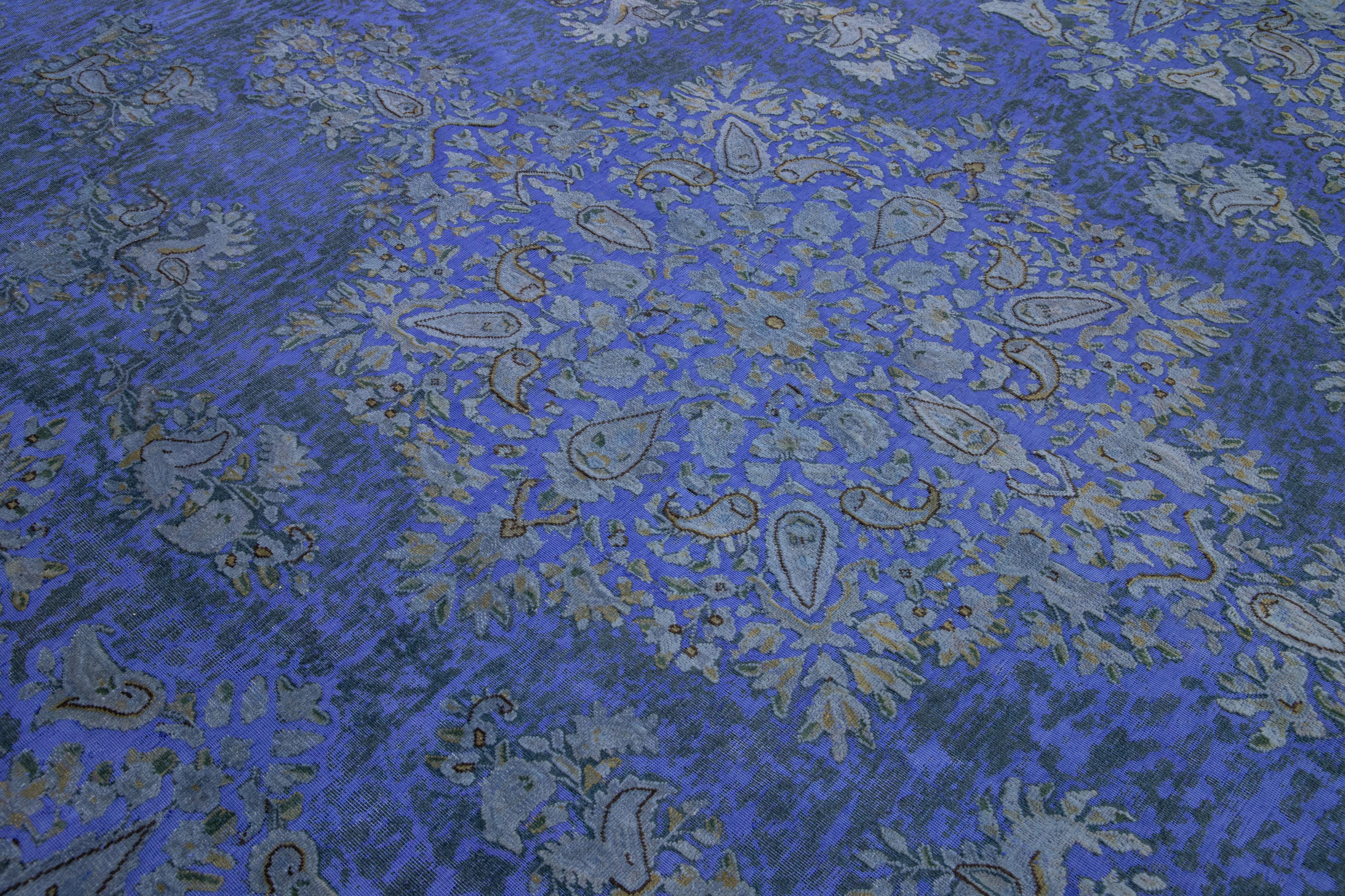 20th Century Antique Persian Purple Overdyed Wool Rug With Allover Rosette Pattern For Sale