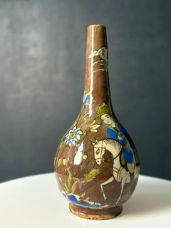 Antique Persian Qajar Dynasty Bottle Vase, 19th Century