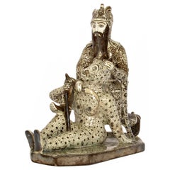 Antike persische Qajar-Keramikfigur, Statue Rostam Shahmaneh Ferdowsi Islamic 