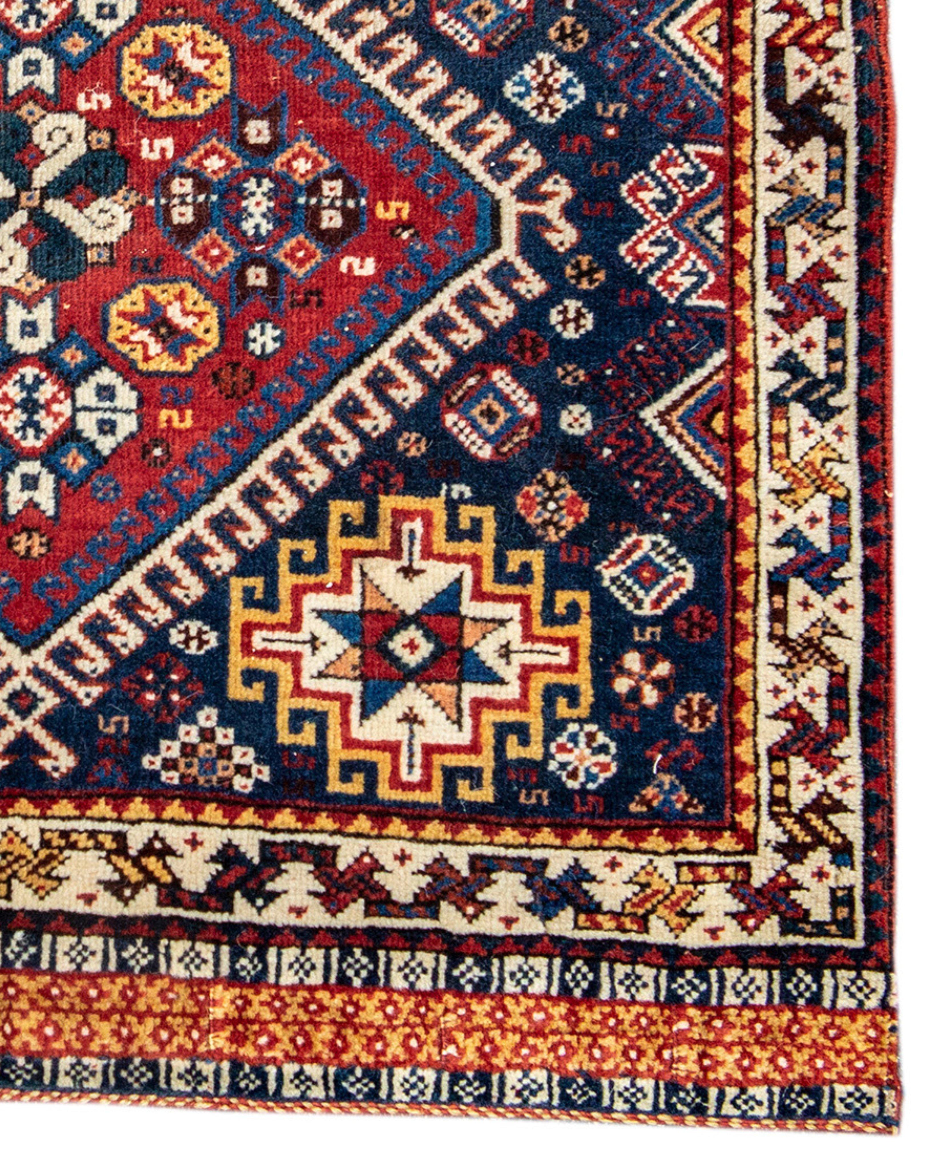 Wool Antique Persian Qashqai Bagface, Late 19th Century For Sale