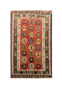 Antique Persian Qashqai Kilim Rug, Wool All Over Pattern Kelim