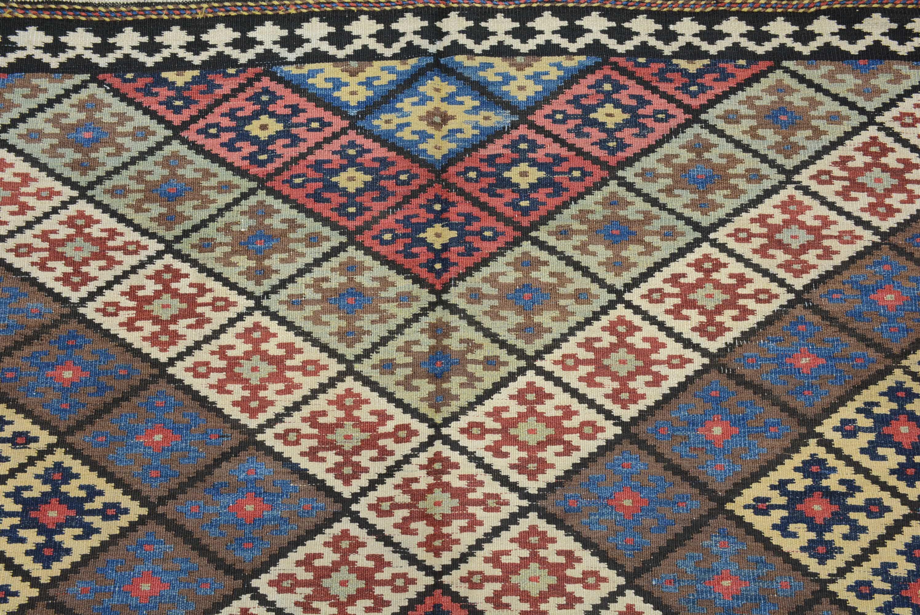 Laine Chemin de table Kilim persan antique Qashqai en vente