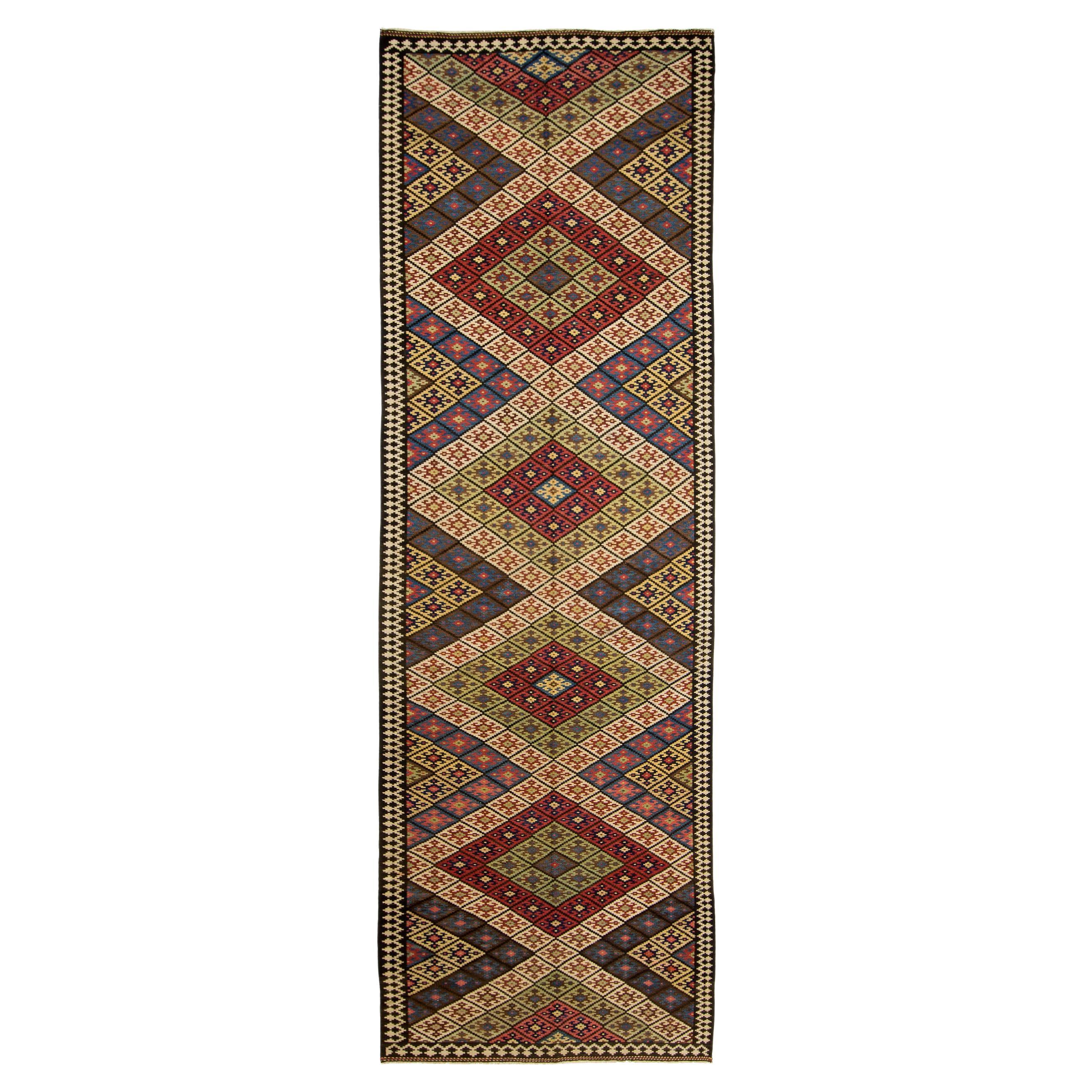 Chemin de table Kilim persan antique Qashqai en vente