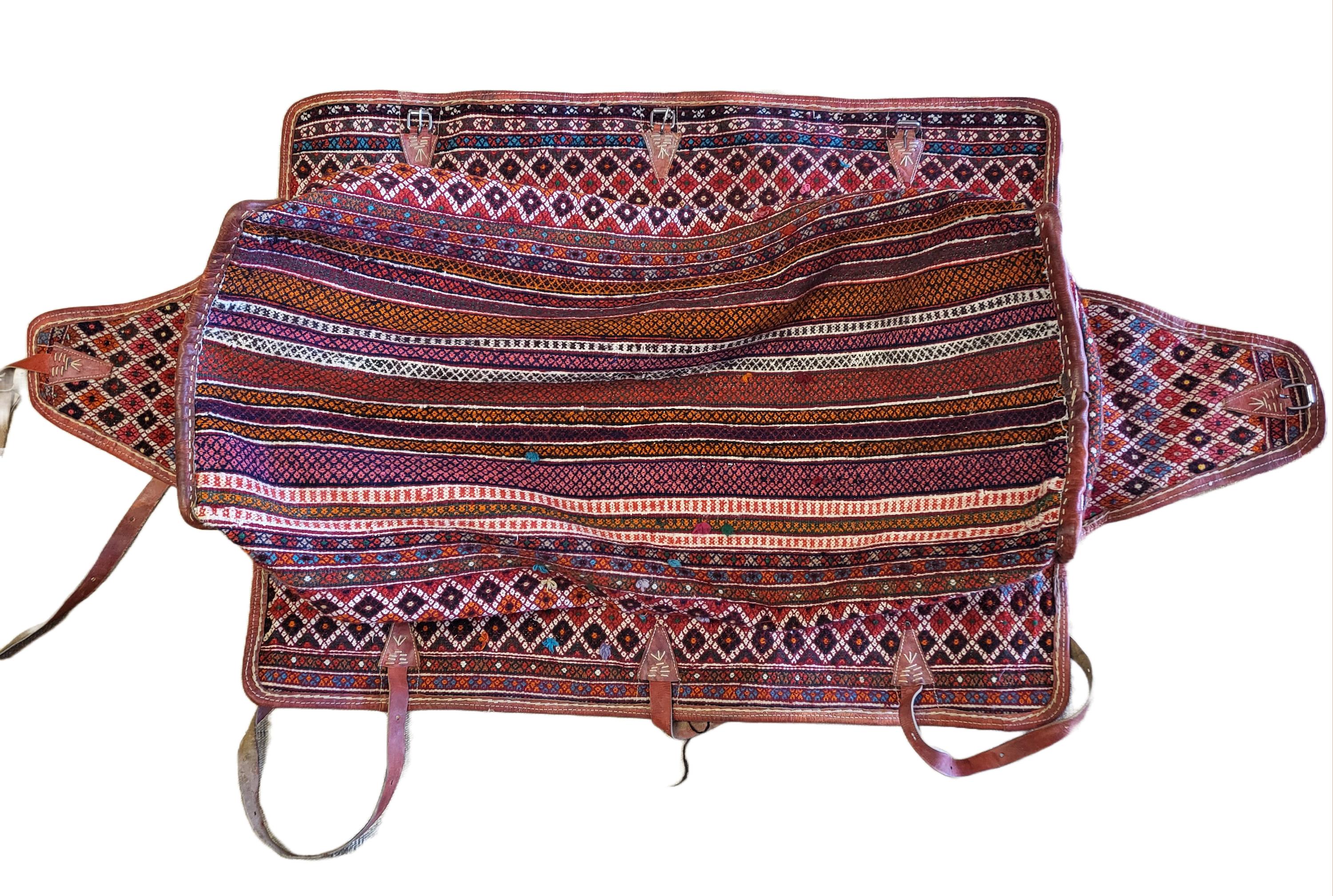 Needlework Antique Persian Qashqai - Rare Large Nomadic Saddle Bag -  For Sale