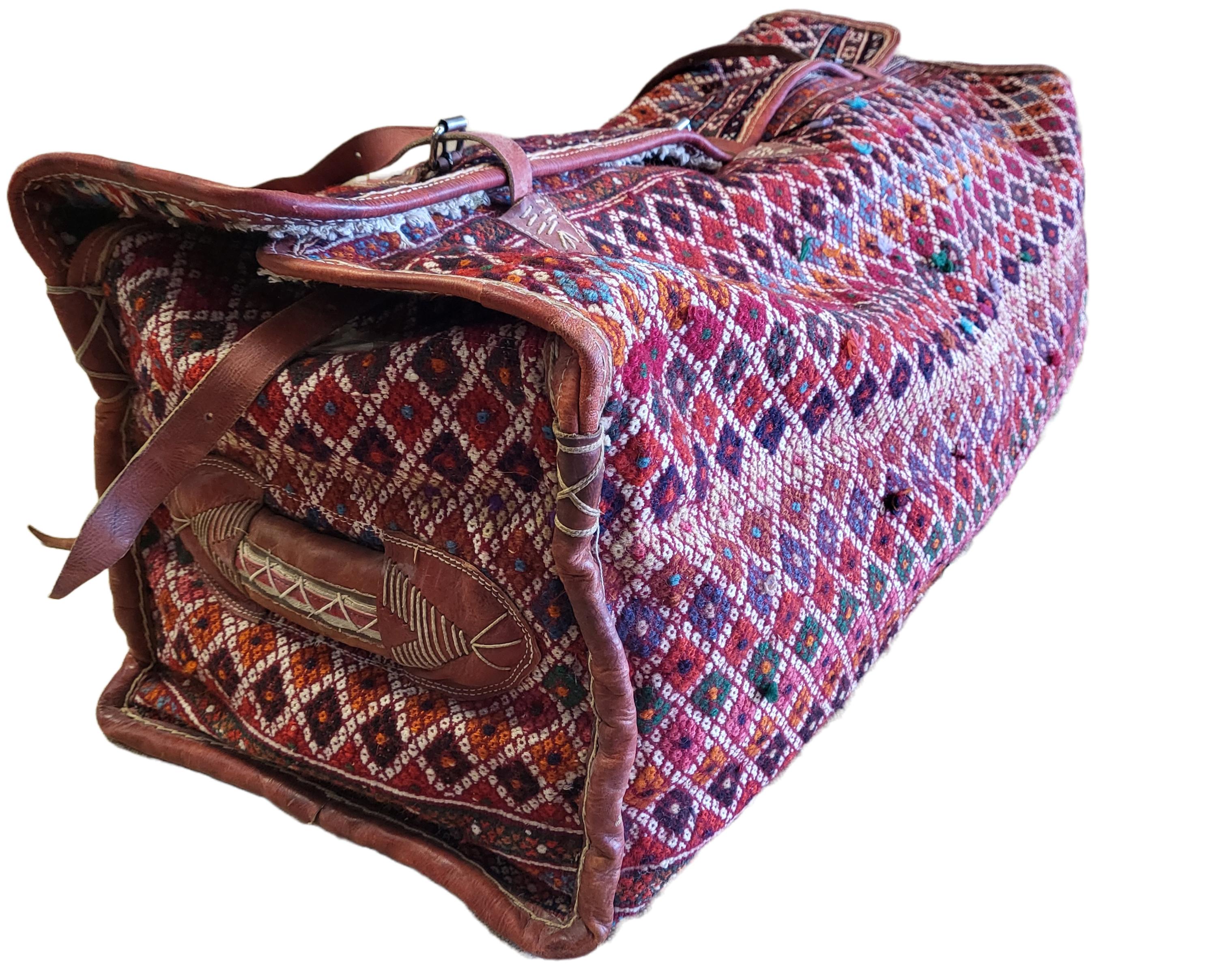 Leather Antique Persian Qashqai Mafrash- Large Tribal Sadle Bag For Sale