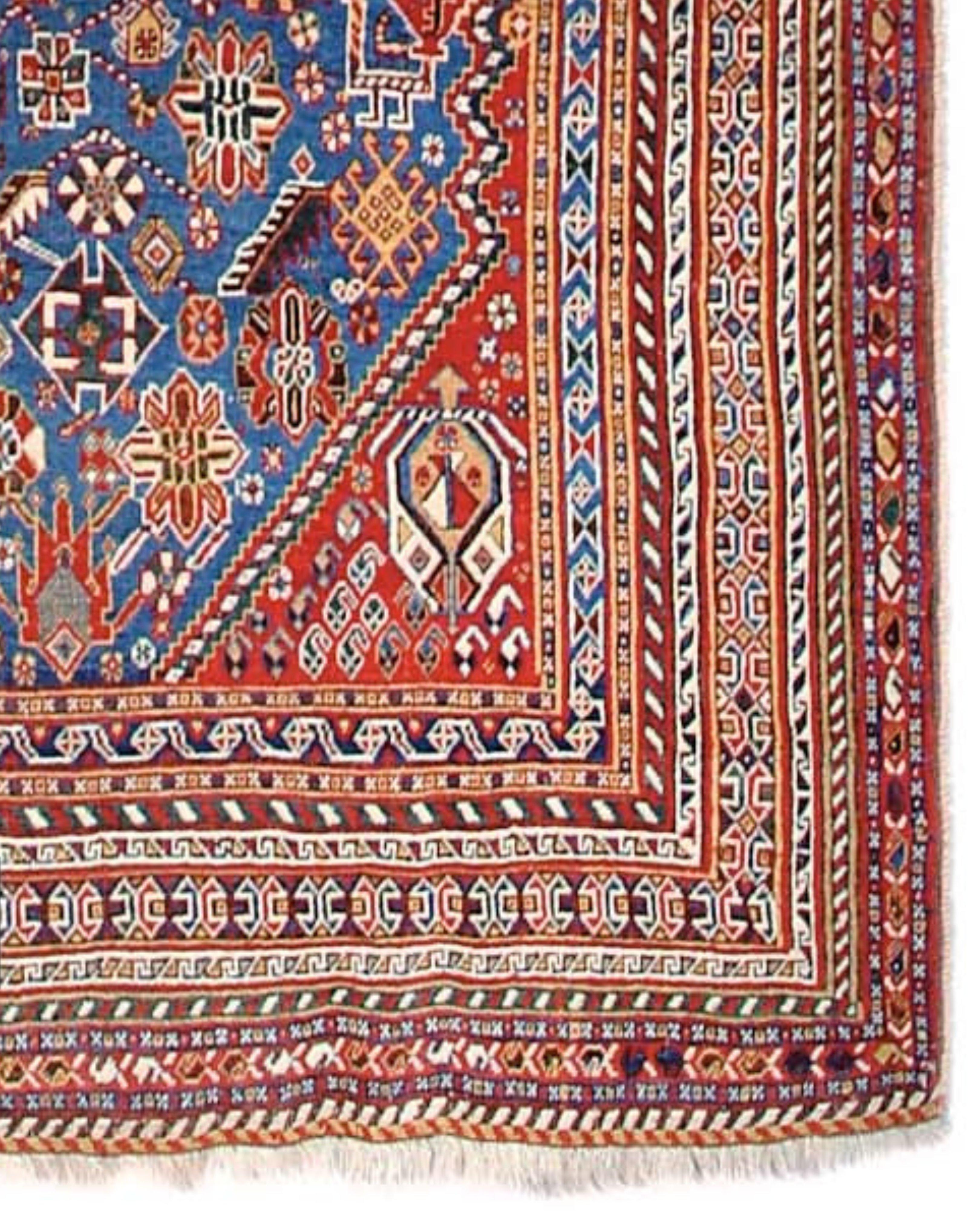 Wool Antique Persian Qashqai Rug, 19th Century For Sale