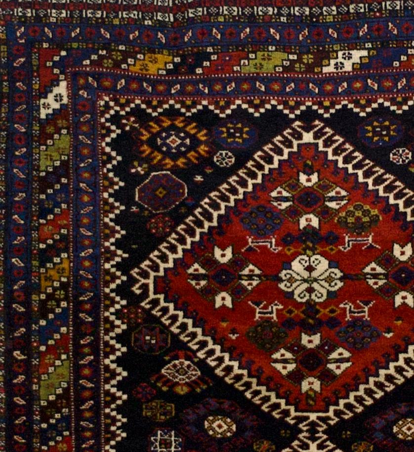 XIX secolo Tappeto antico Persiano Qashqai 3'10
