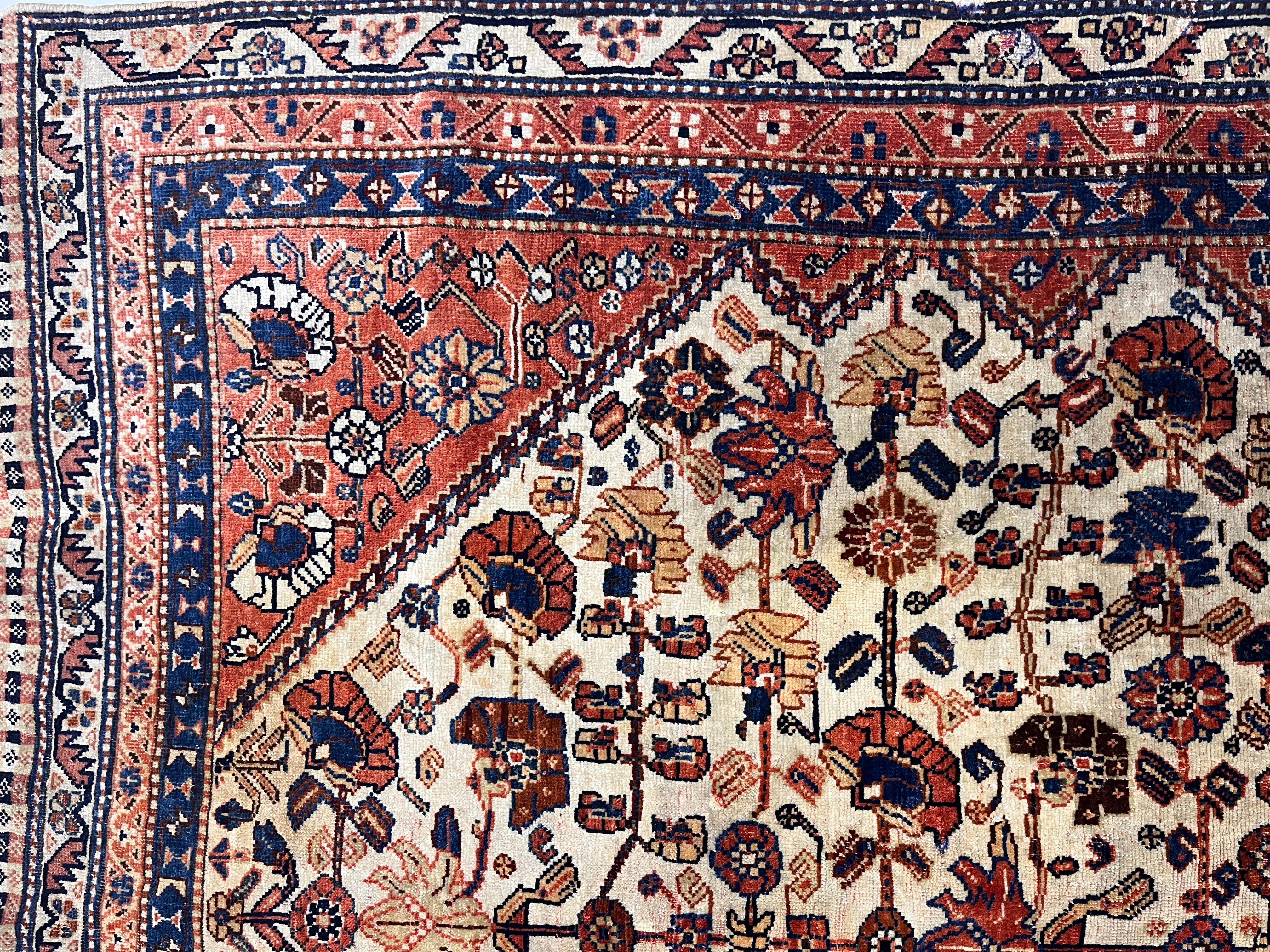 Antiker persischer Gaschgai-Teppich 4'0