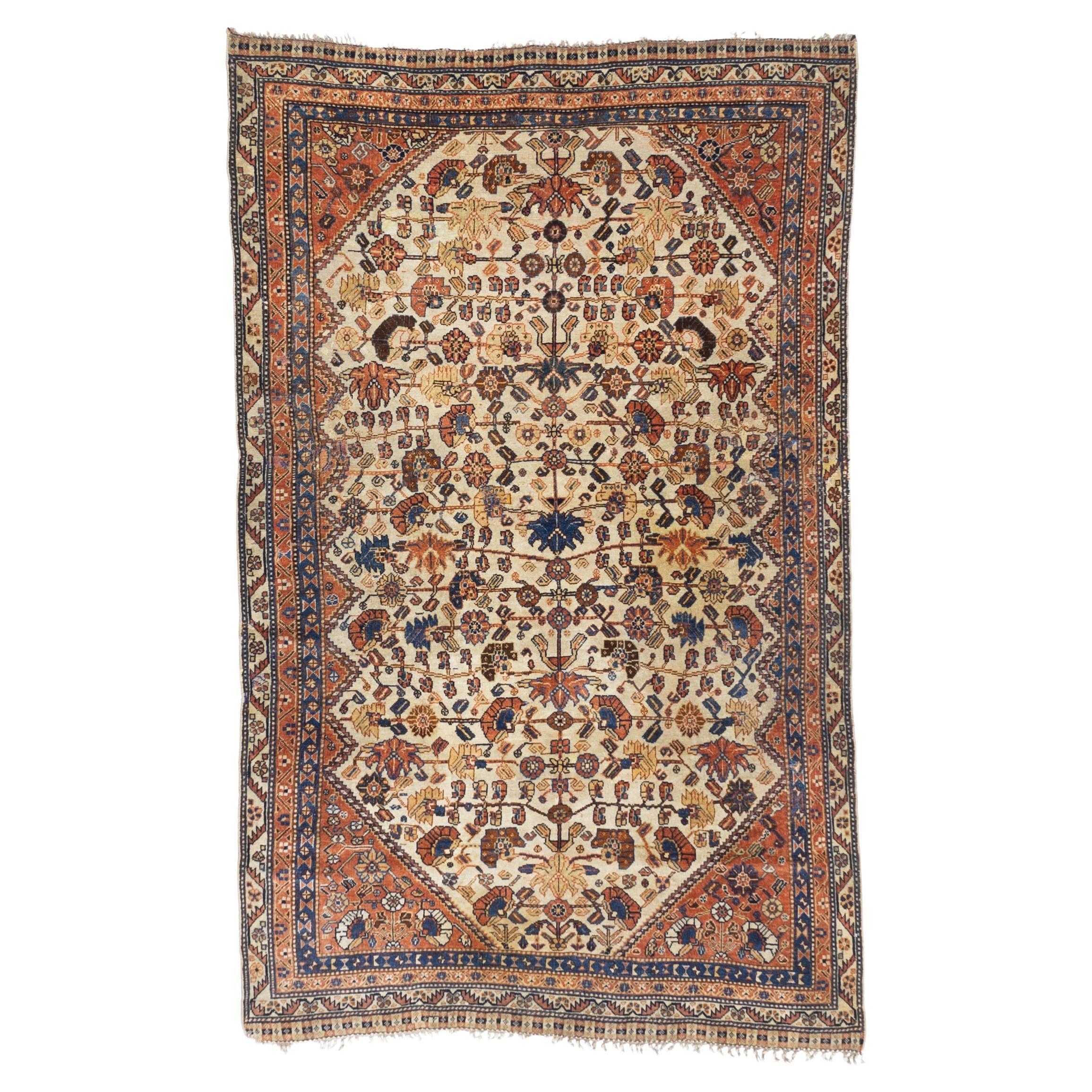 Antiker persischer Gaschgai-Teppich 4'0" x 6'6"