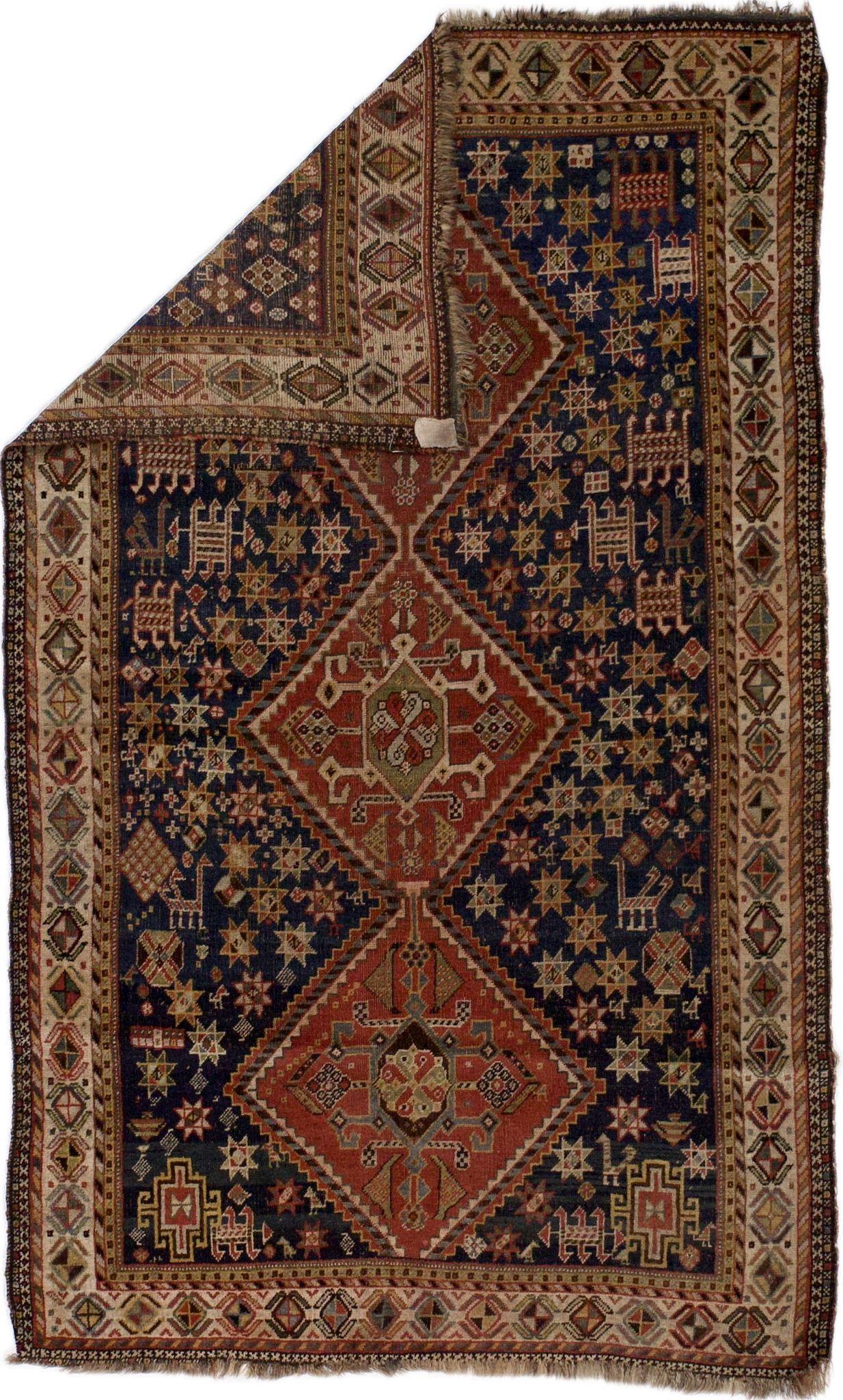 Antiker persischer Gaschgai-Teppich 4'5