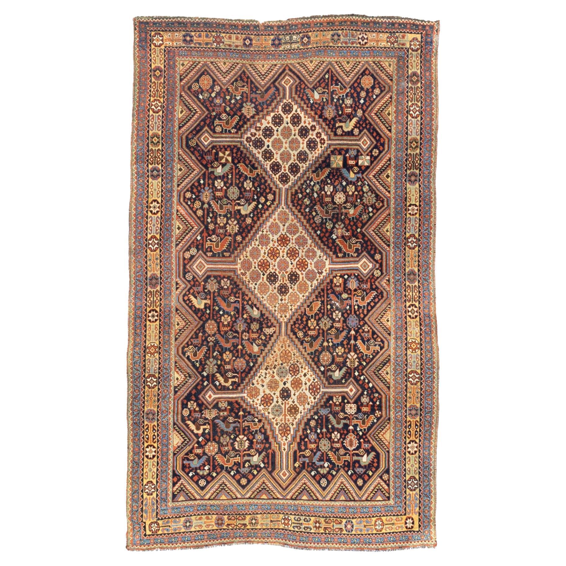 Antique Persian Qashqai Rug 4'5" x 7’7"