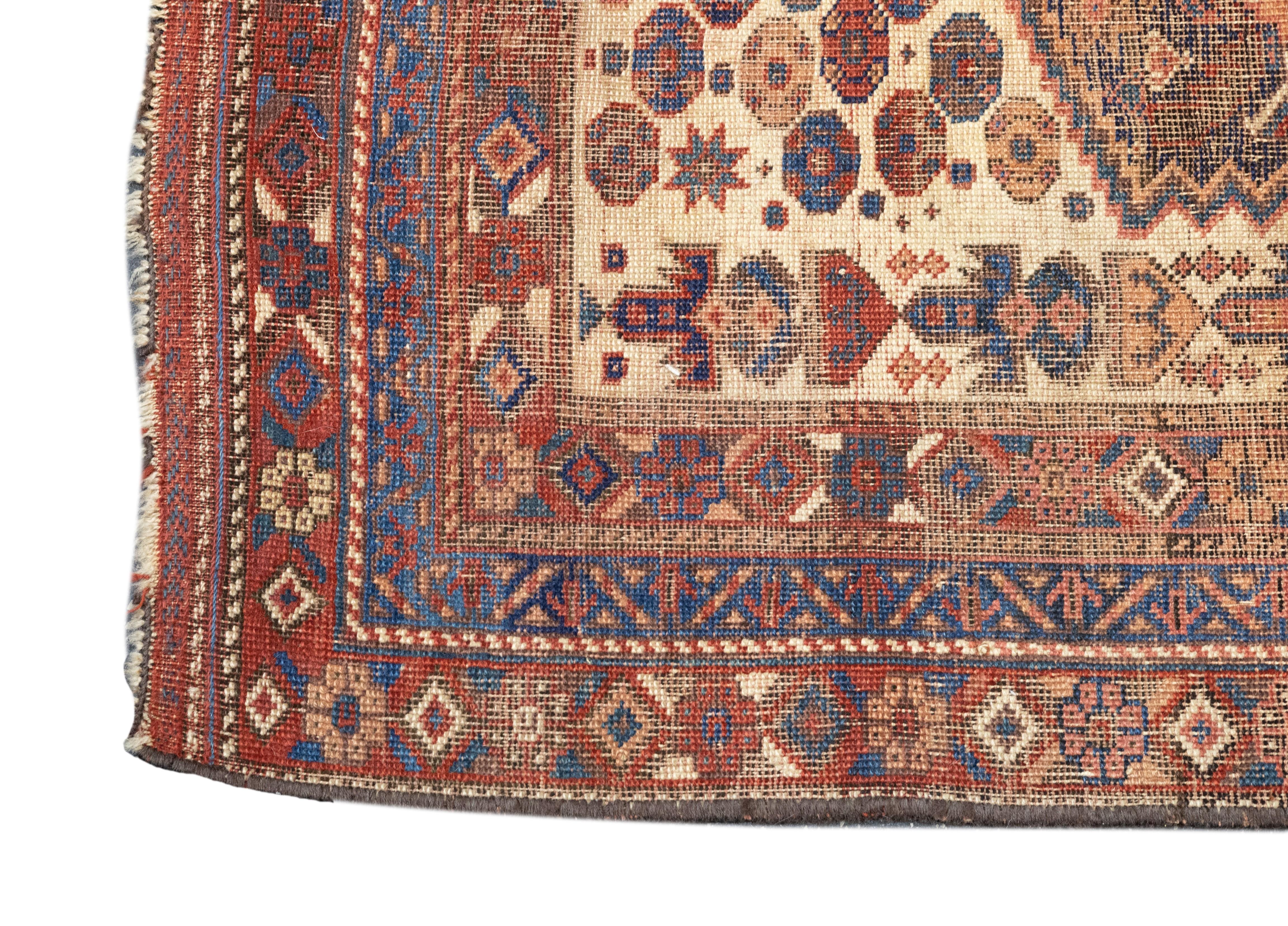 Wool Antique Persian Qashqai Rug 4'6'' x 8'4'' For Sale