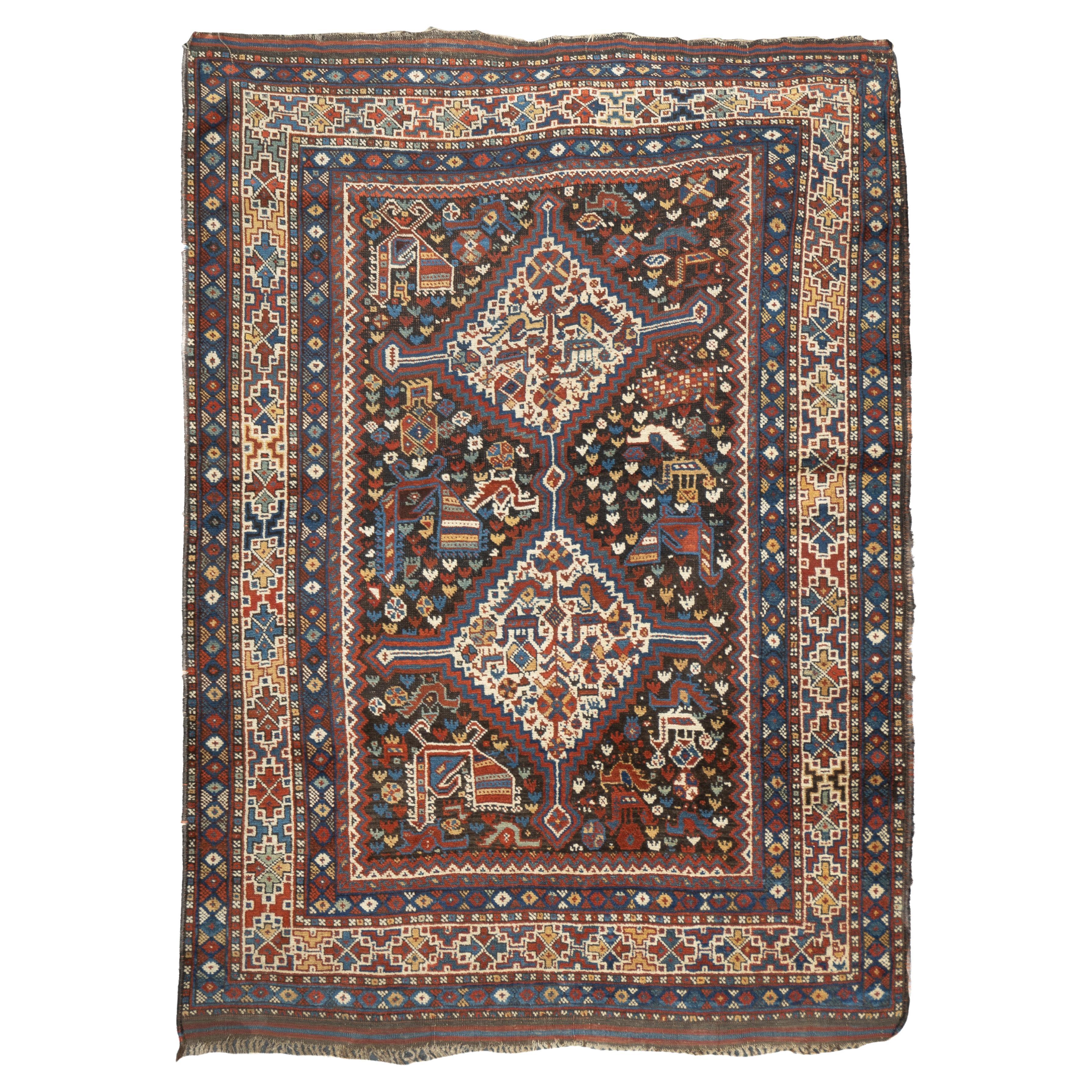 Alfombra Persa Antigua Qashqai 4'7'' x 6'5''