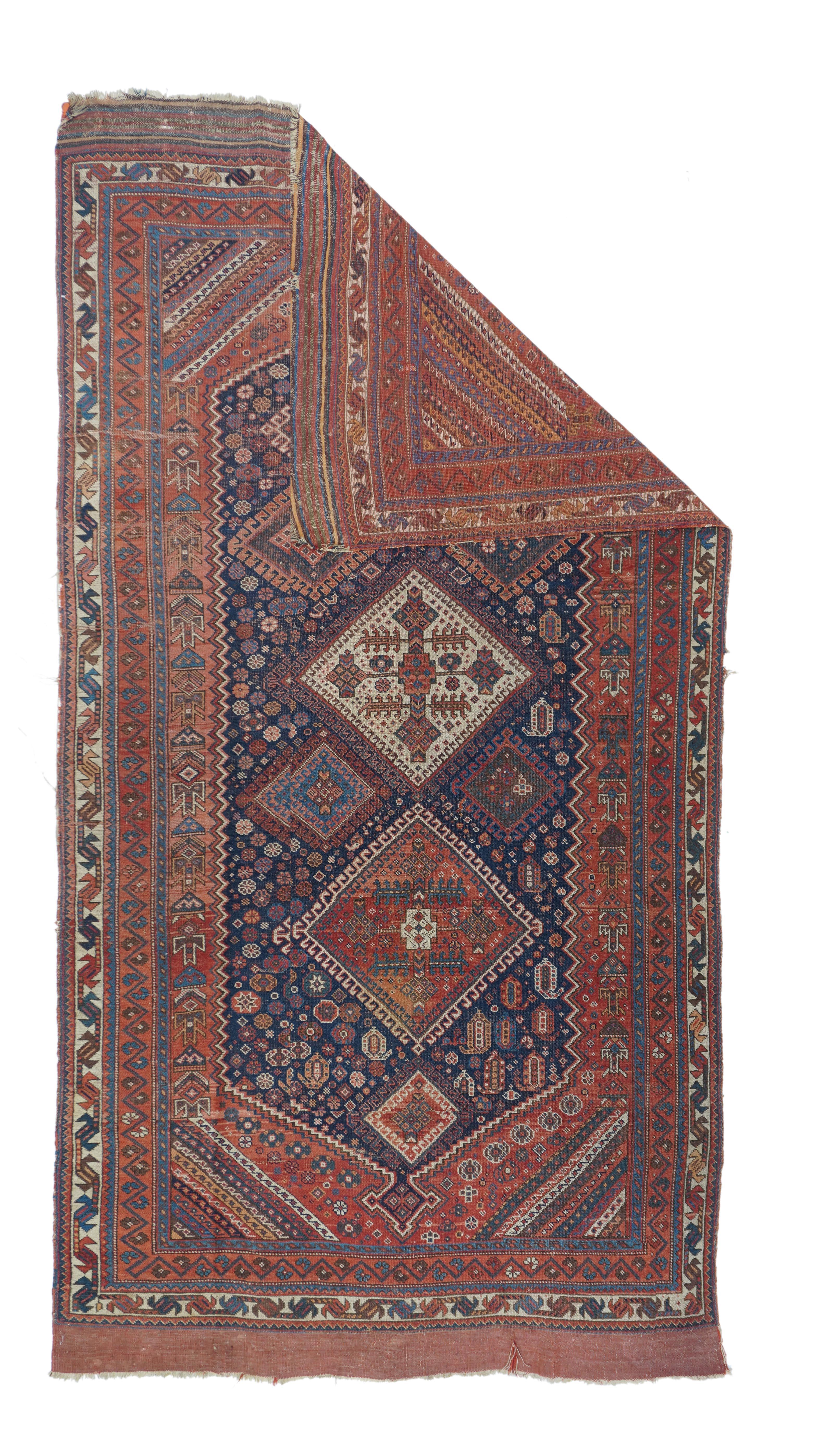 Antiker persischer Gaschgai-Teppich 4'7