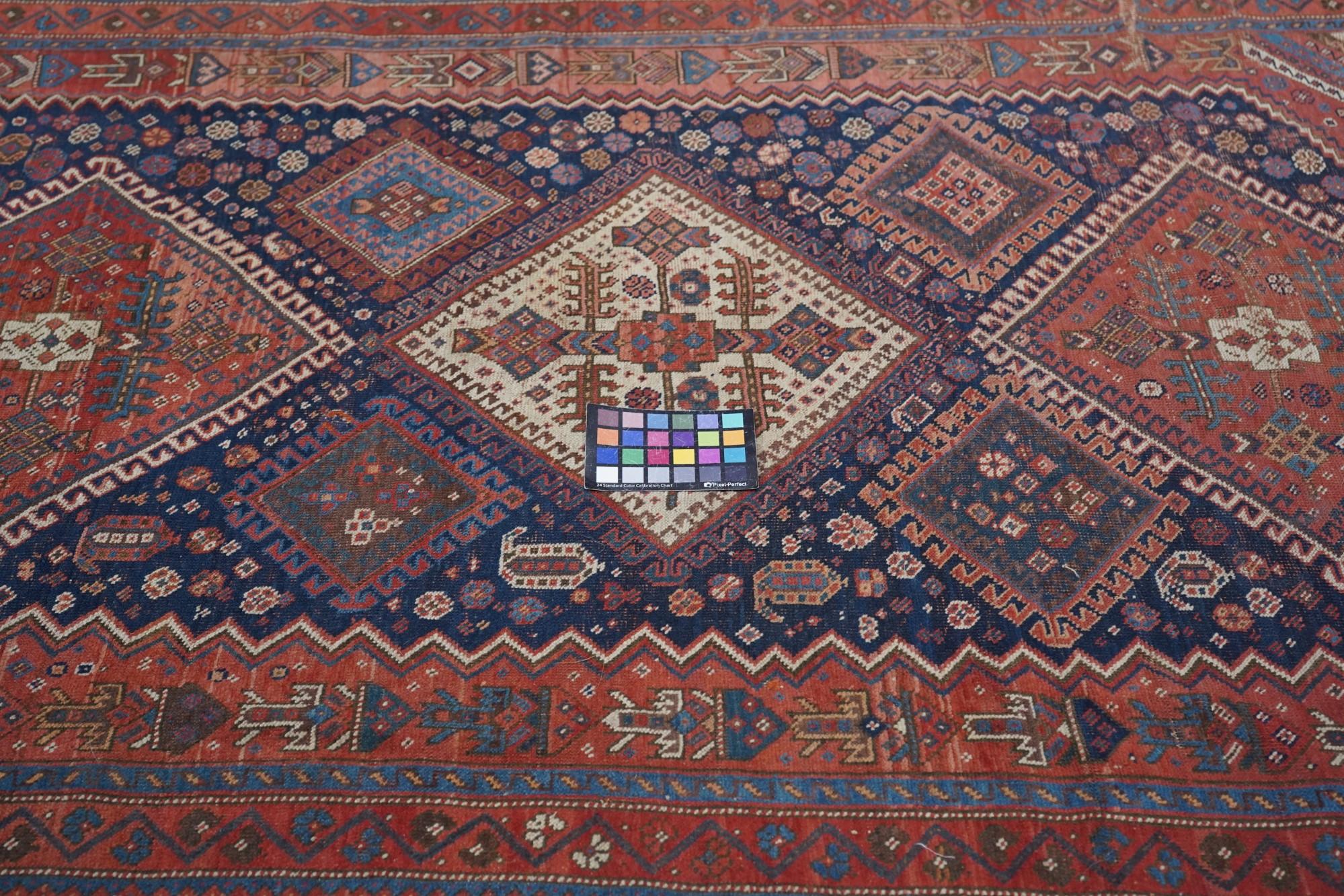 Antiker persischer Gaschgai-Teppich 4'7