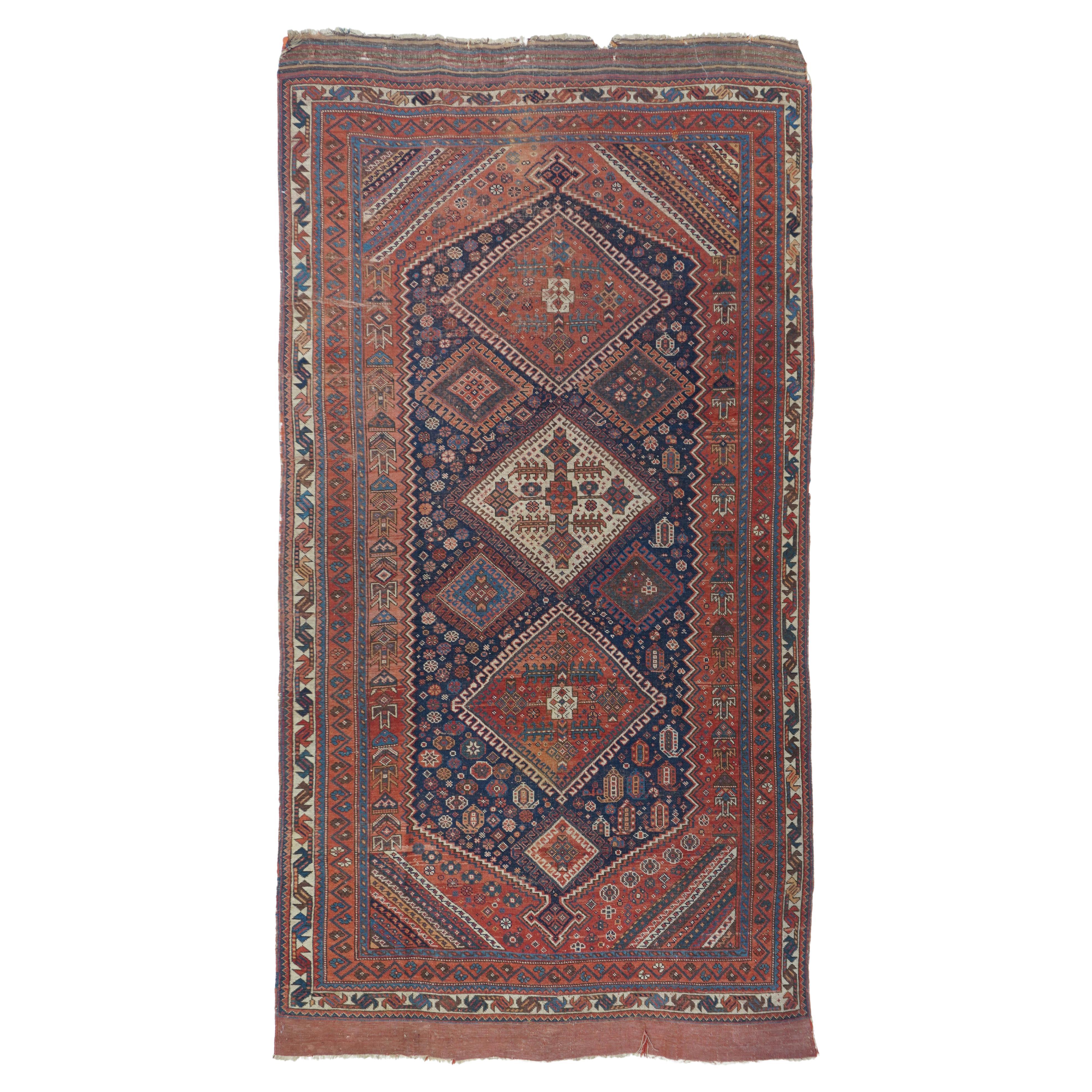 Antique Persian Qashqai Rug 4’7" x 9’6”