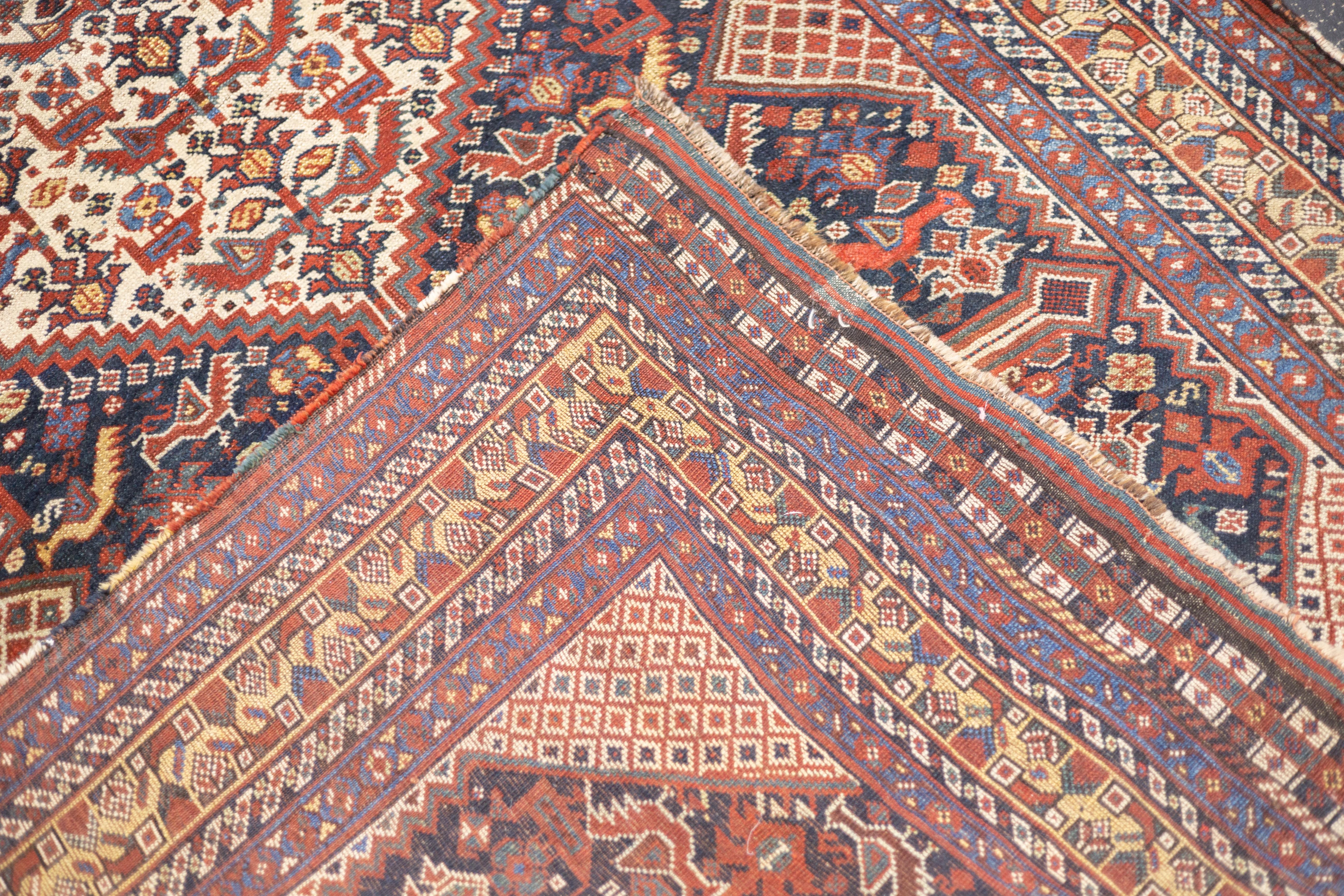 Antique Persian Qashqai Rug 4'9'' x 6'4'' For Sale 4