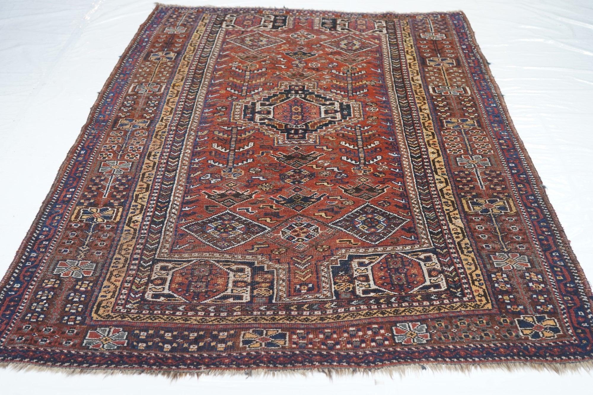 Antique Persian Qashqai Rug 4'9'' x 7'5'' For Sale 2