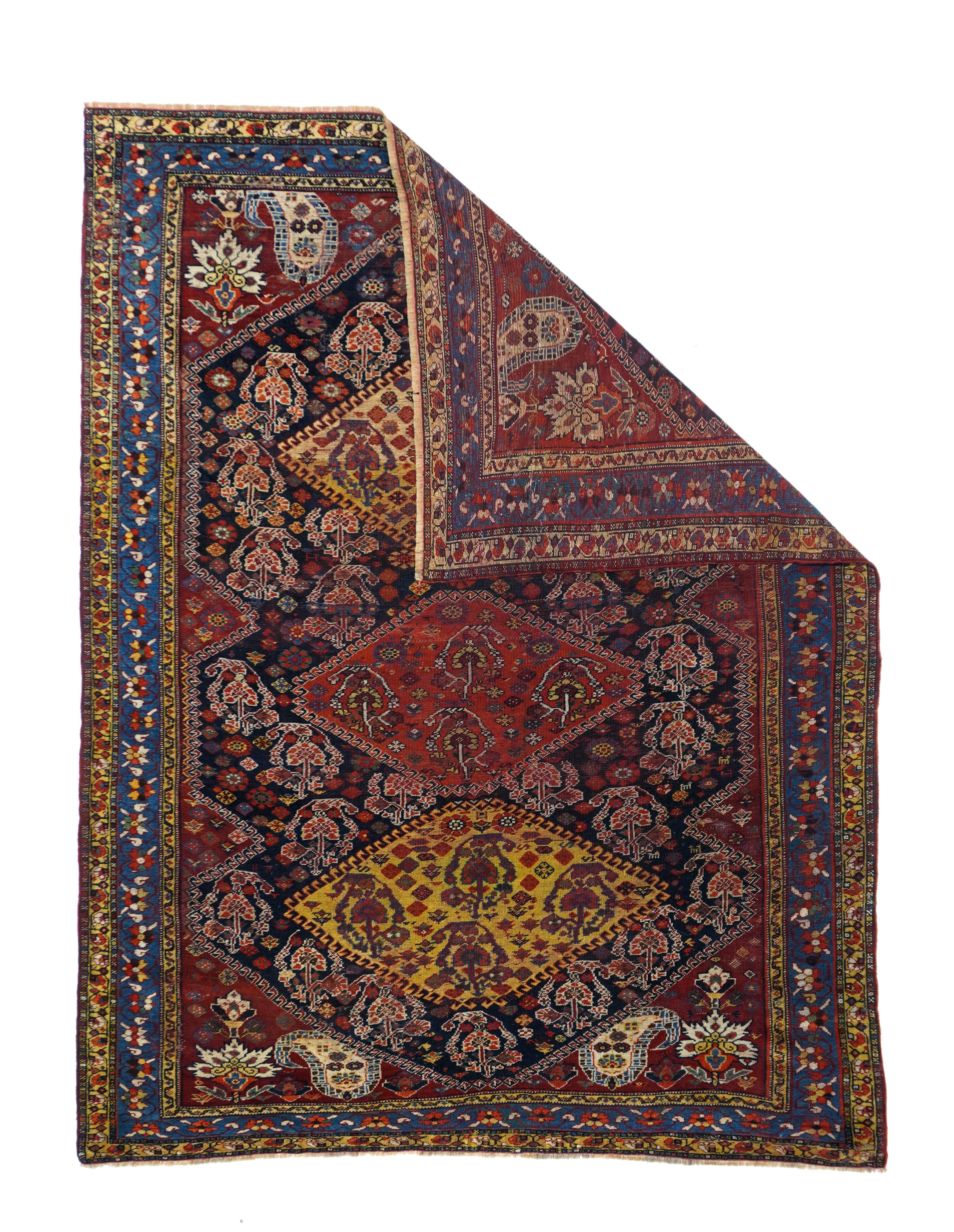 Antiker persischer Gaschgai-Teppich 5'1