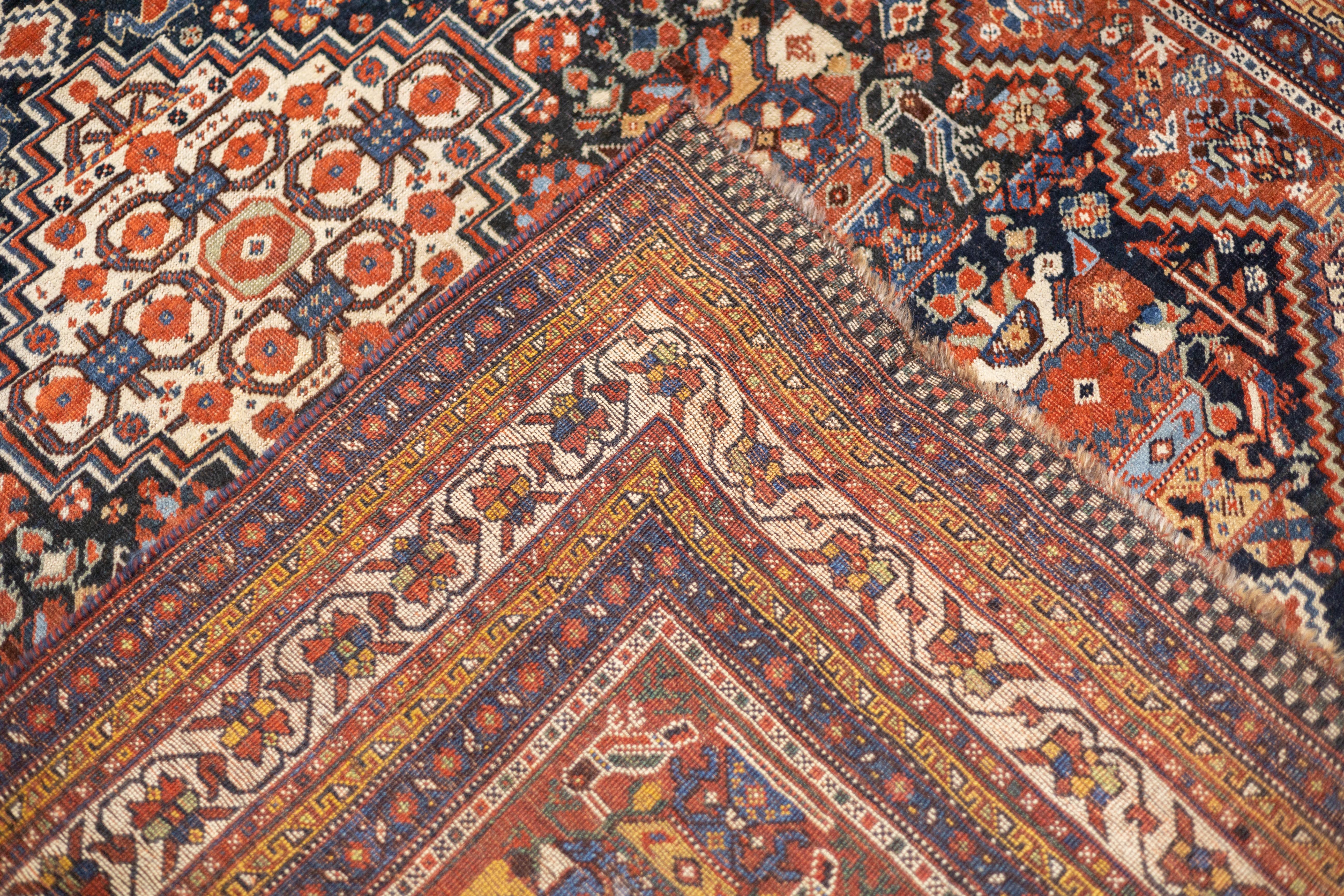 Antique Persian Qashqai Rug 5'10'' x 8'2'' For Sale 5