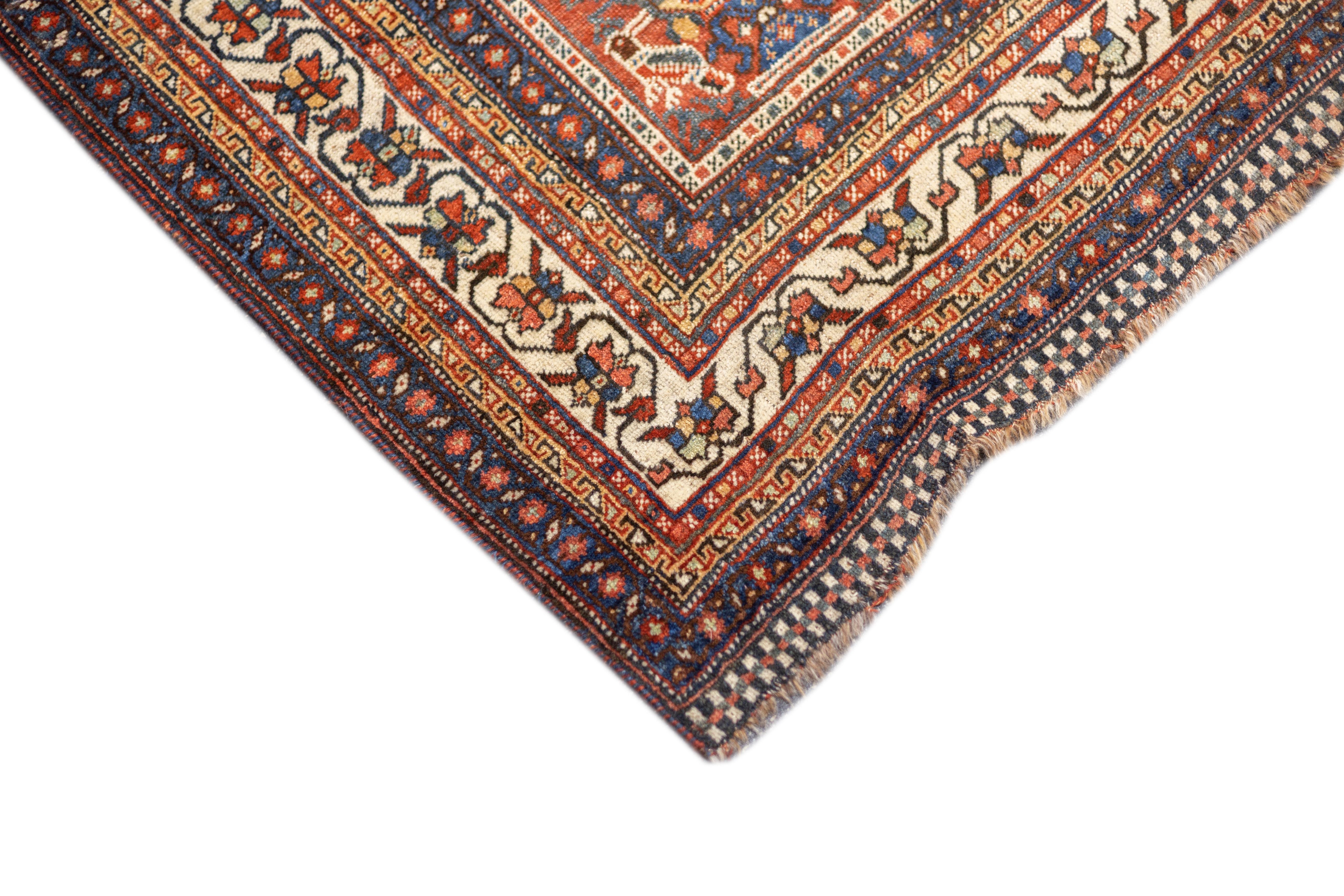 Antique Persian Qashqai Rug 5'10'' x 8'2'' In Good Condition For Sale In New York, NY