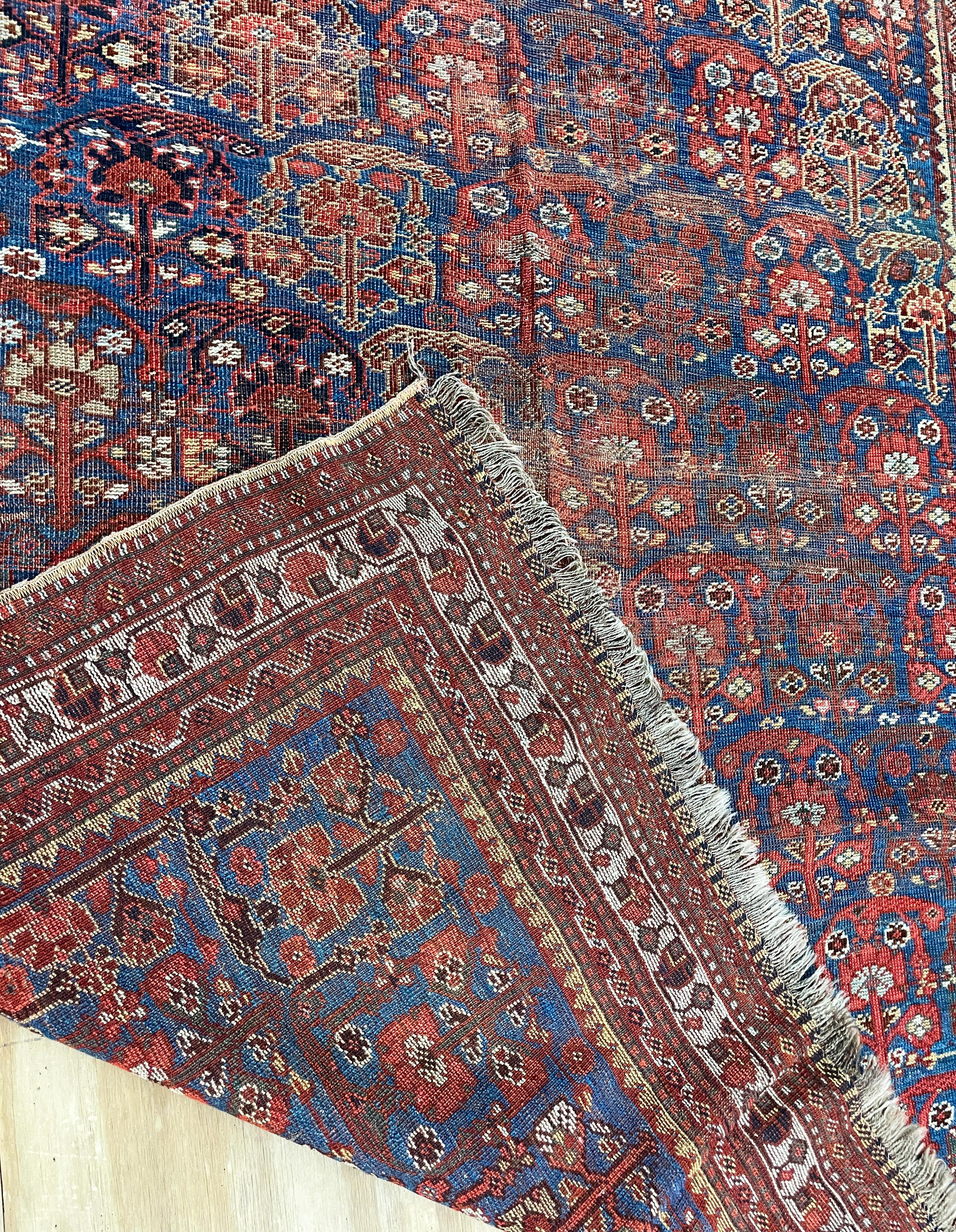 Antique Persian Qashqai Rug, As Is In Fair Condition For Sale In Evanston, IL