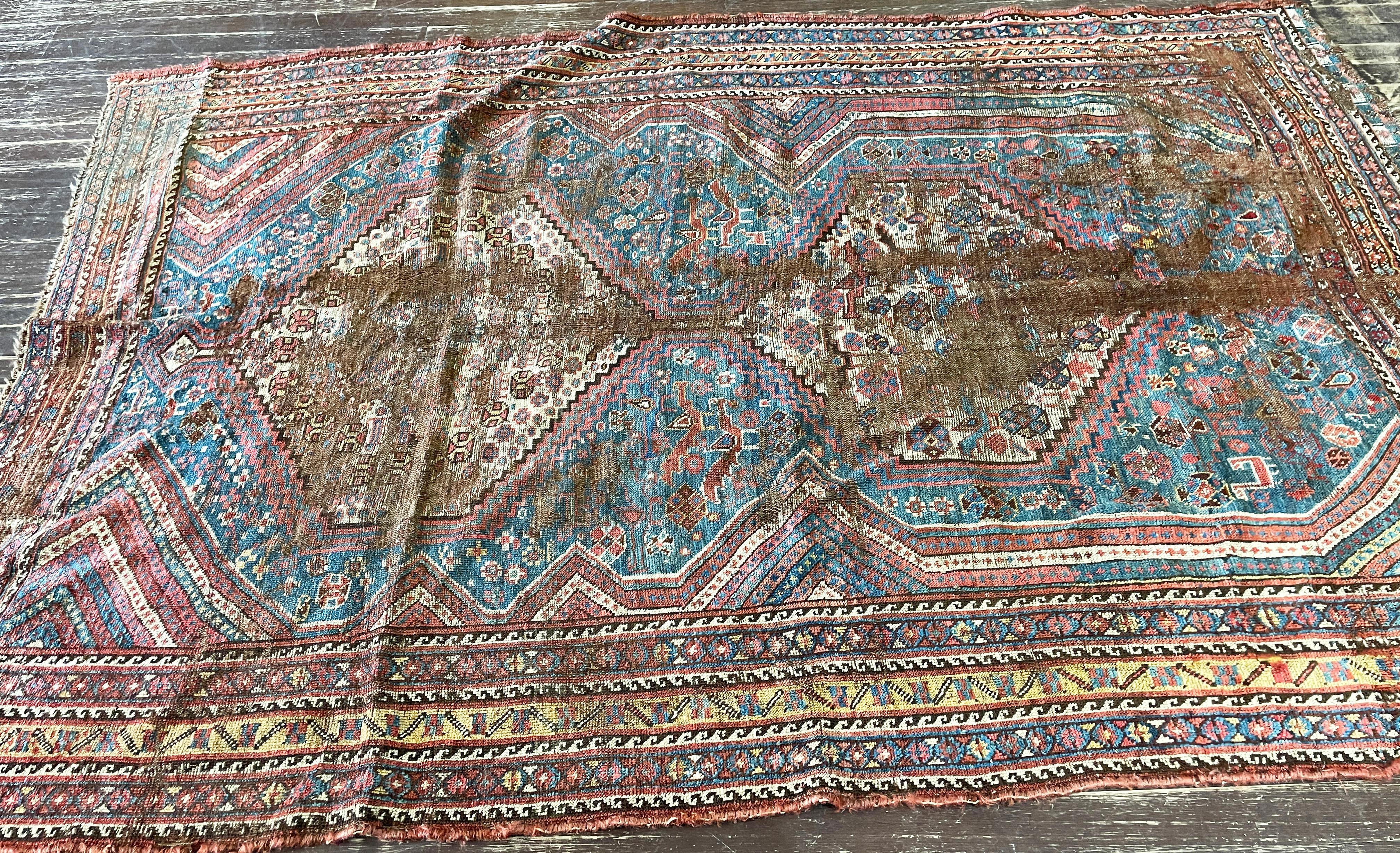 Antique Persian Qashqai Rug, As Is 1