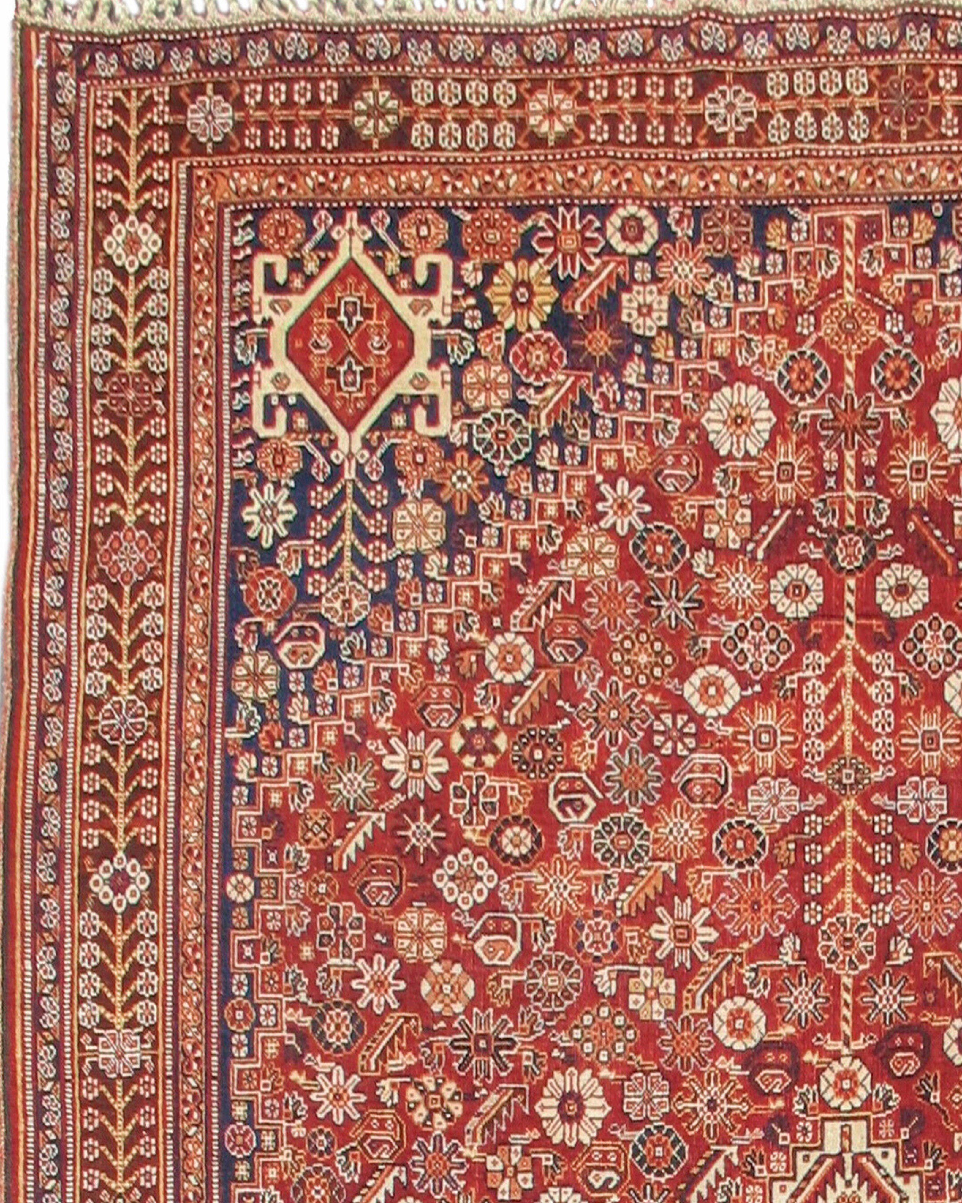 Hand-Knotted Antique Persian Qashqai Rug, c. 1900 For Sale