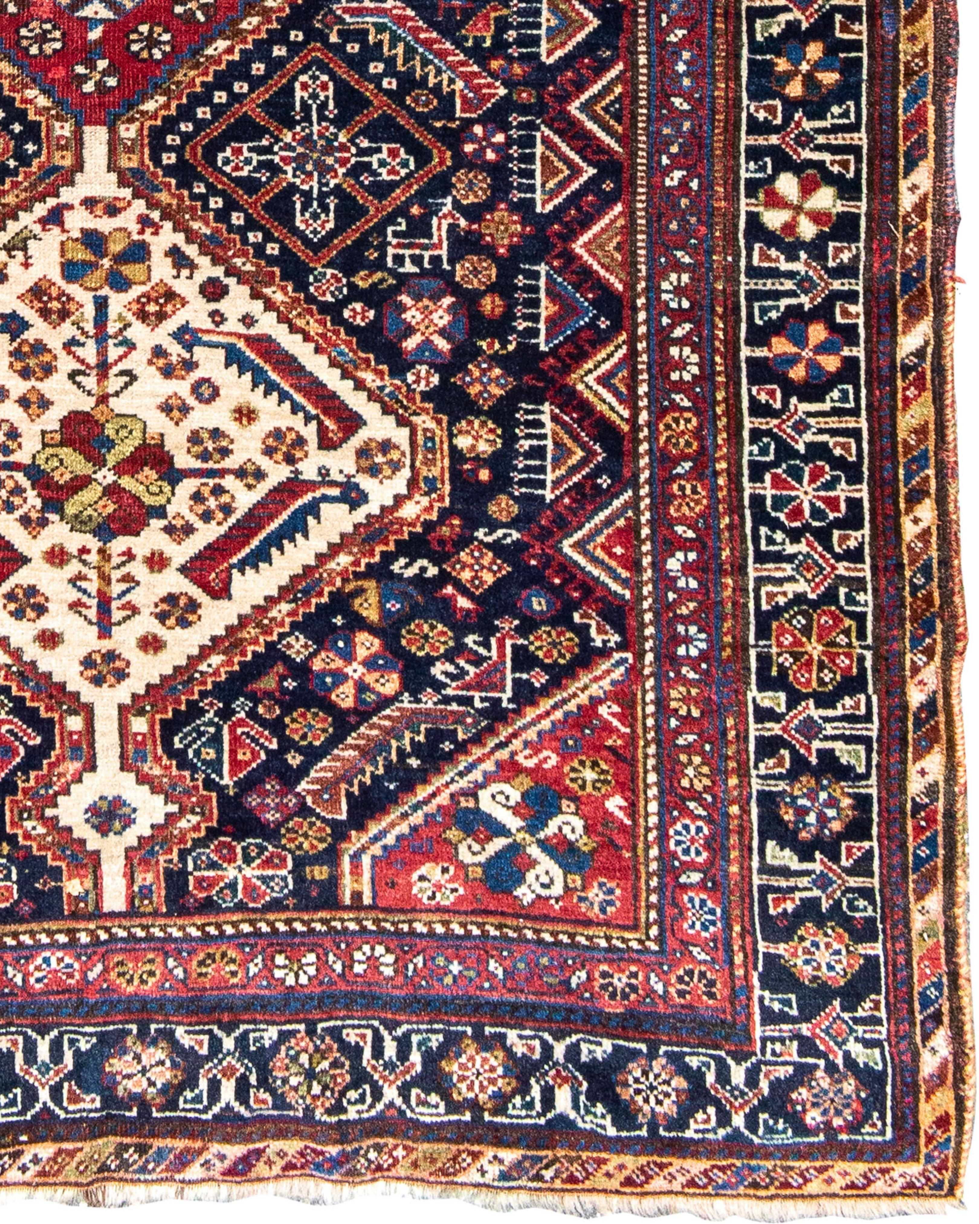 Wool Antique Persian Qashqai Rug, c. 1900 For Sale
