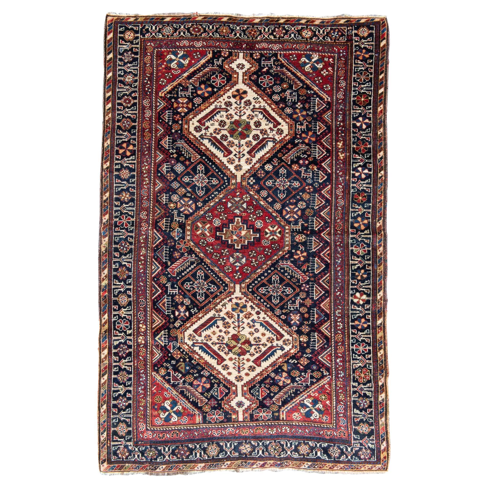 Antique Persian Qashqai Rug, c. 1900 For Sale