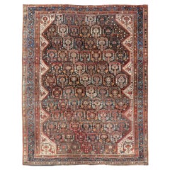 Antique Persian Qashqai Rug With Intricate Tribal Motifs 6'10"X9'3"