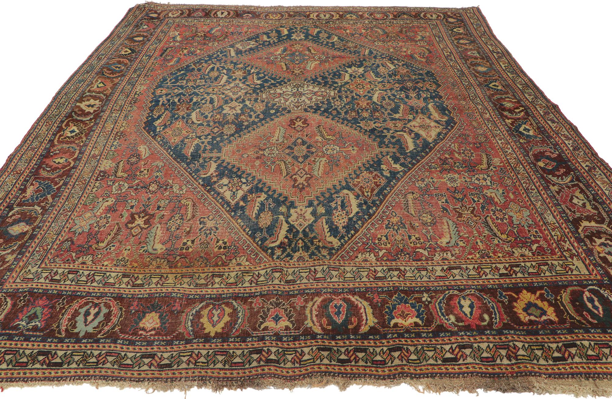 Tribal Late 19th Century Antique Persian Qashqai Rug For Sale