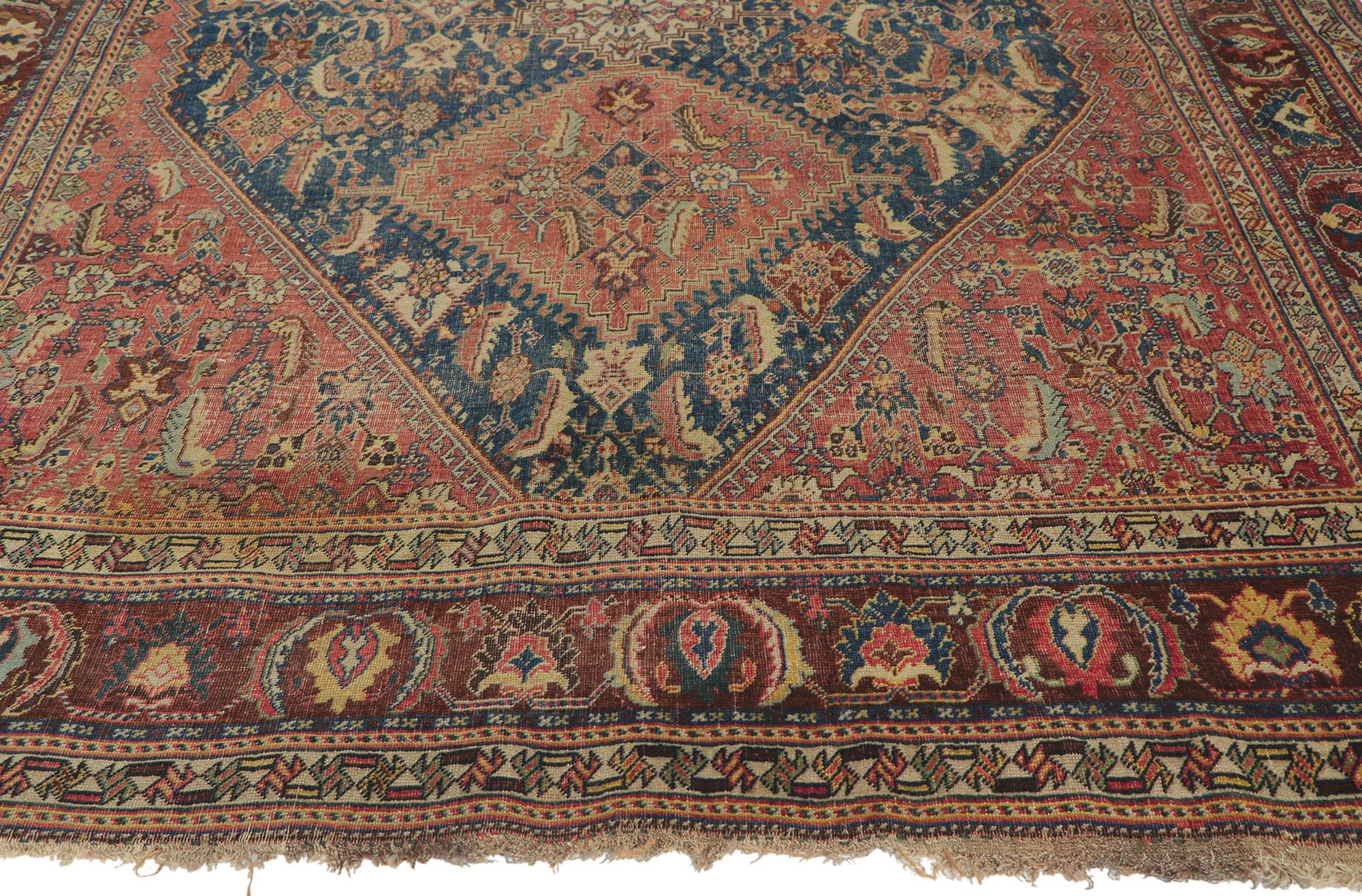 Hand-Knotted Late 19th Century Antique Persian Qashqai Rug For Sale