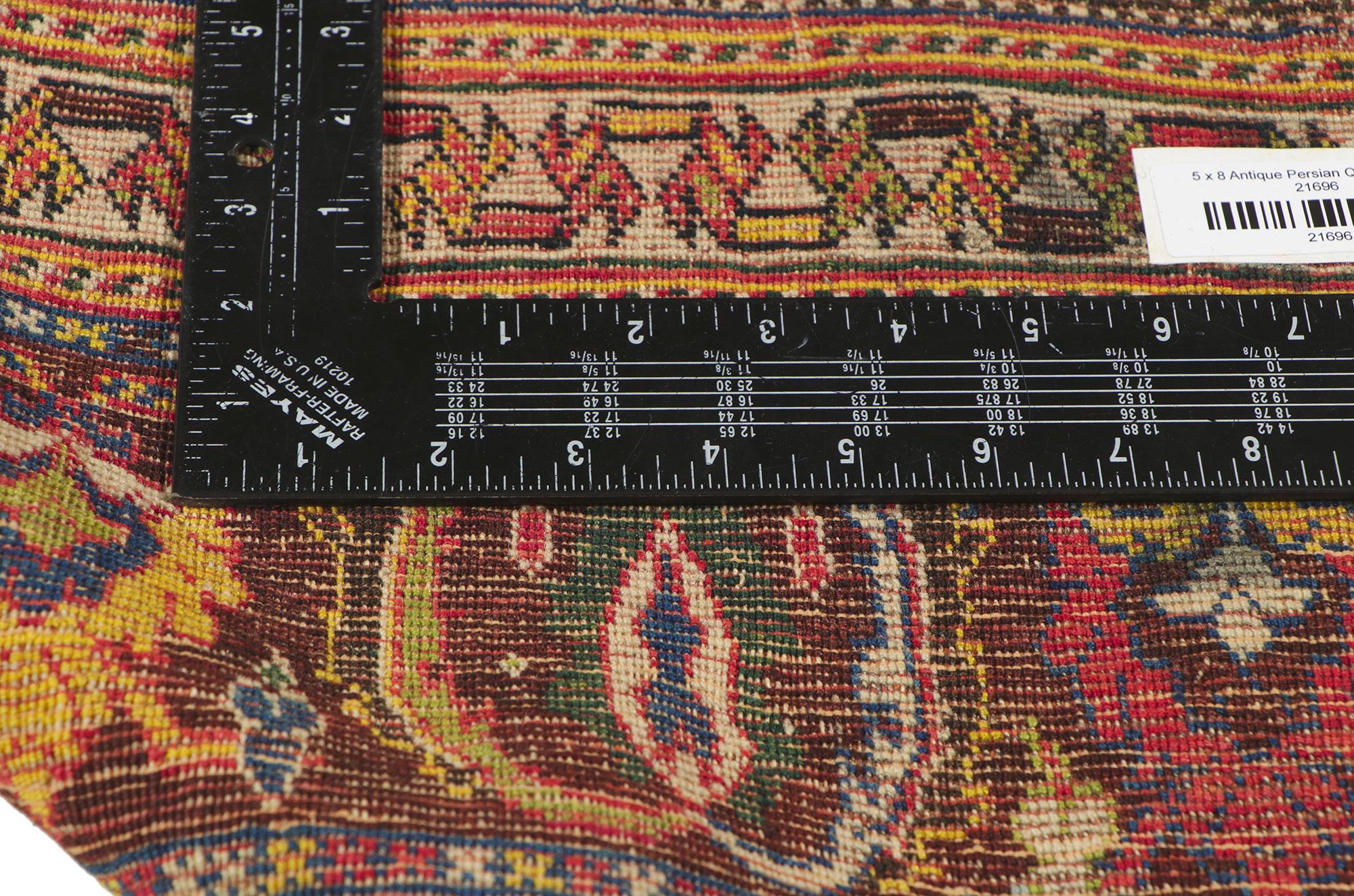 Late 19th Century Antique Persian Qashqai Rug In Distressed Condition For Sale In Dallas, TX