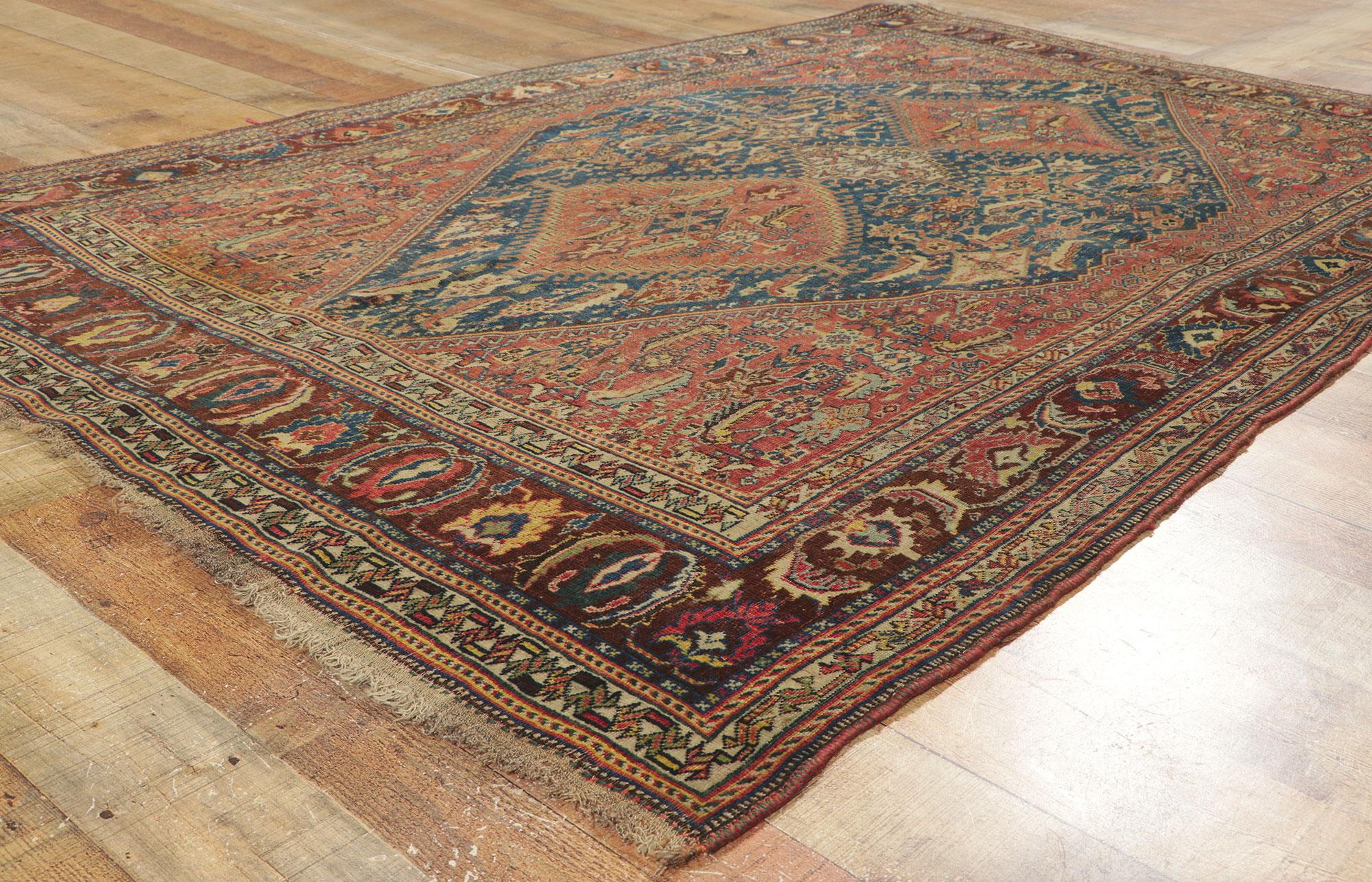 Wool Late 19th Century Antique Persian Qashqai Rug For Sale