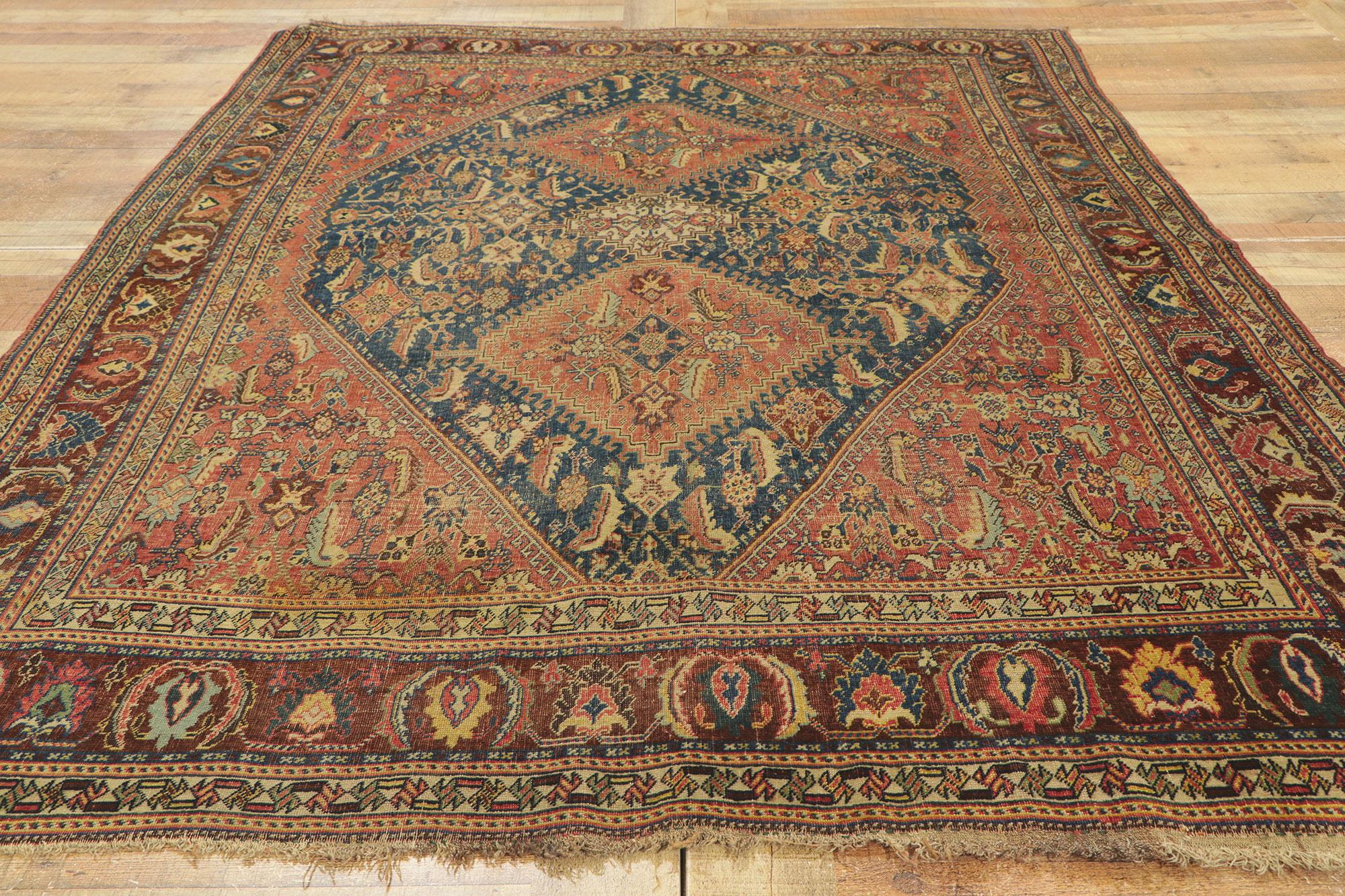 Late 19th Century Antique Persian Qashqai Rug For Sale 1