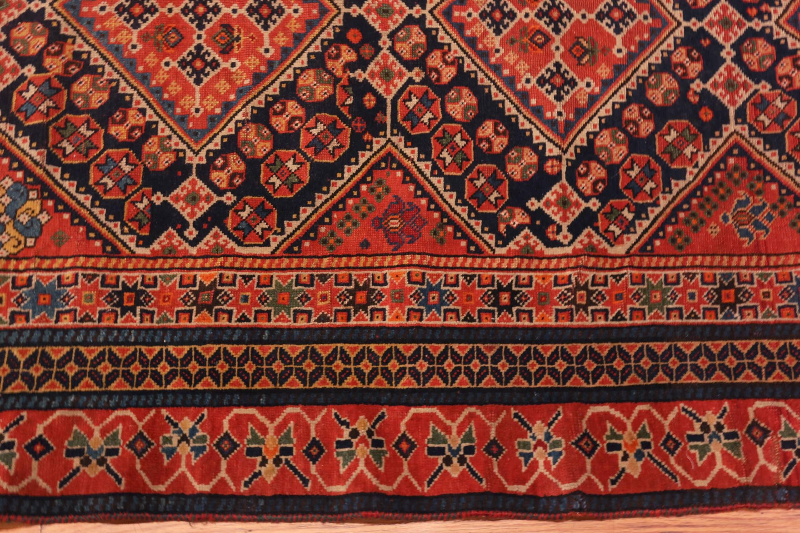 Antique Persian Qashqai Runner Rug, Country Of Origin / Rug Type: Persian Rugs, Circa date: 1900. Size: 4 ft 1 in x 14 ft 3 in (1.24 m x 4.34 m)

   