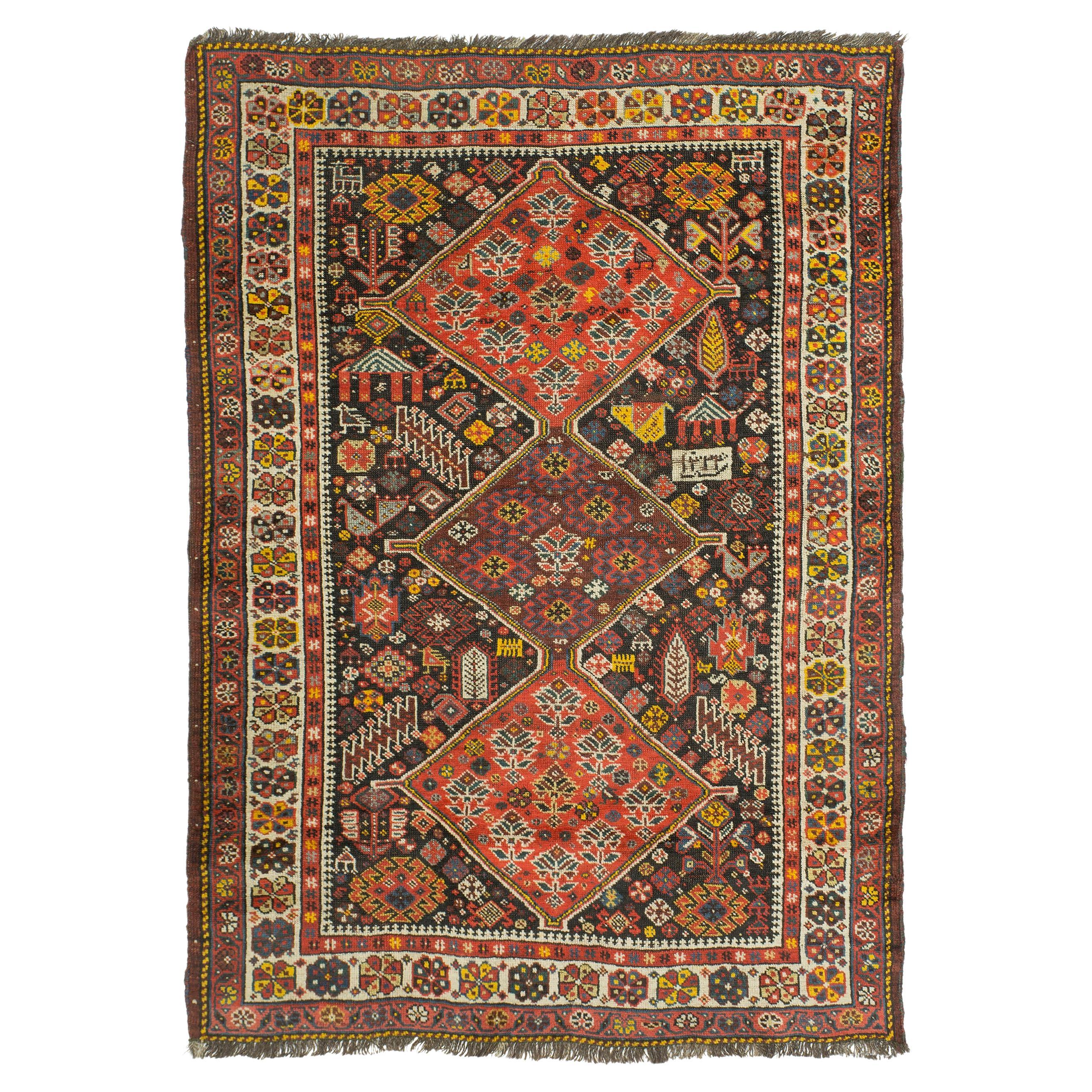 Ancien tapis persan Qashqai Shekarlu