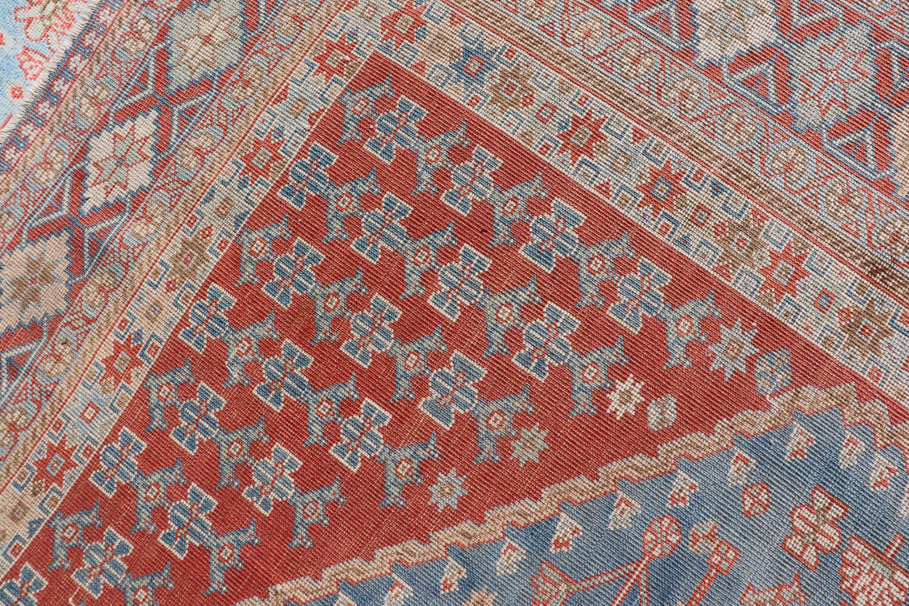 Antique Persian Qashqai Shiraz Tribal Rug with Latch Hooked Diamond Design For Sale 10