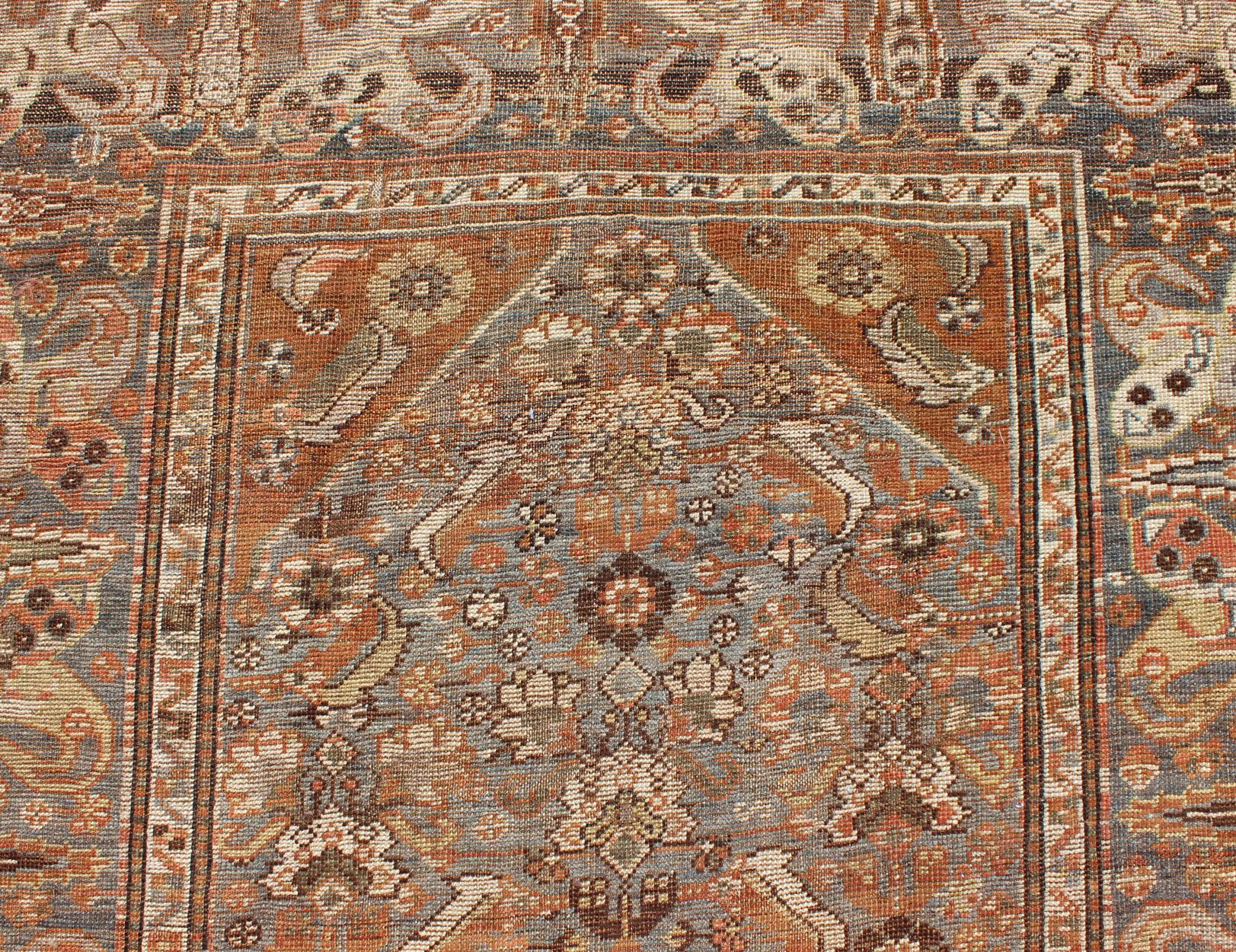 Antique Persian Qashqai Small Gallery Rug with Expansive Sub-Geometric Design 4