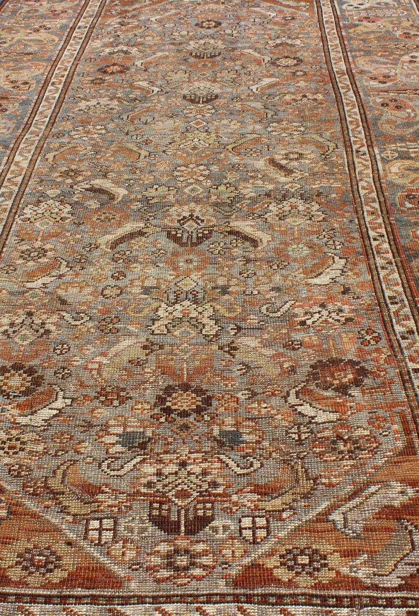 Wool Antique Persian Qashqai Small Gallery Rug with Expansive Sub-Geometric Design