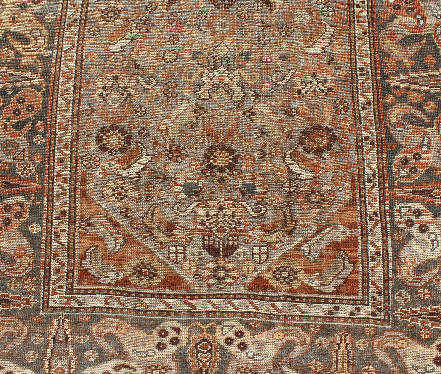 Antique Persian Qashqai Small Gallery Rug with Expansive Sub-Geometric Design 2
