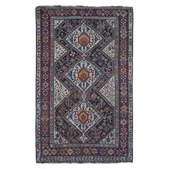 Antique Persian Qashqai Tribal Geometric Even Wear Hand Knotted Rug