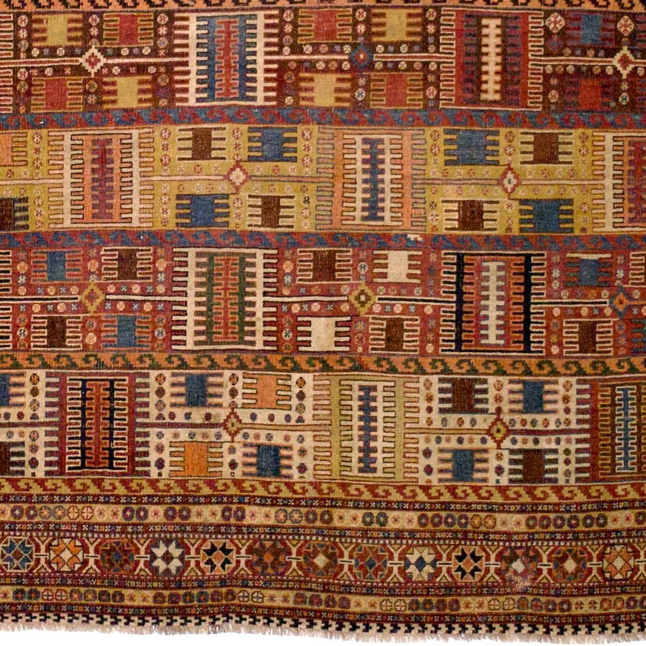 Tappeto antico persiano Qashqai in lana 6'0